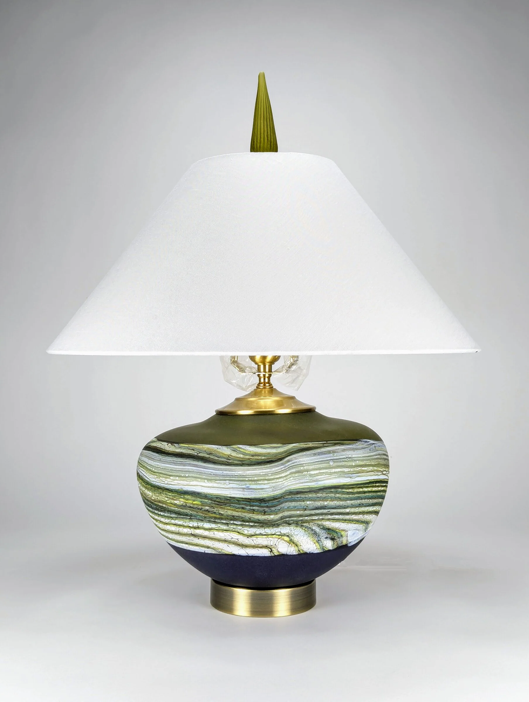 Satin Strata Table Lamp in Lime and Amethyst