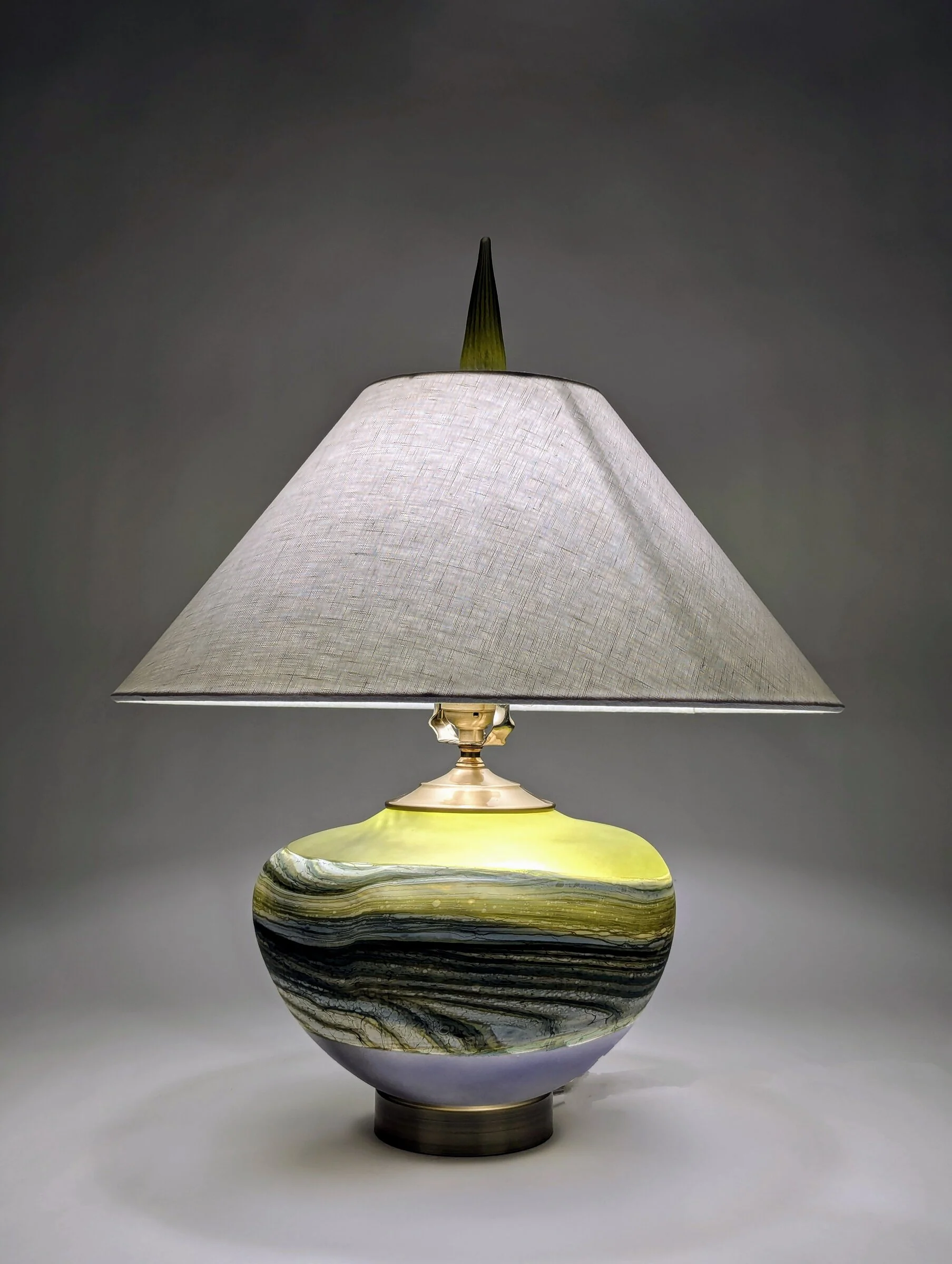 Satin Strata Table Lamp in Lime and Amethyst - Image 3