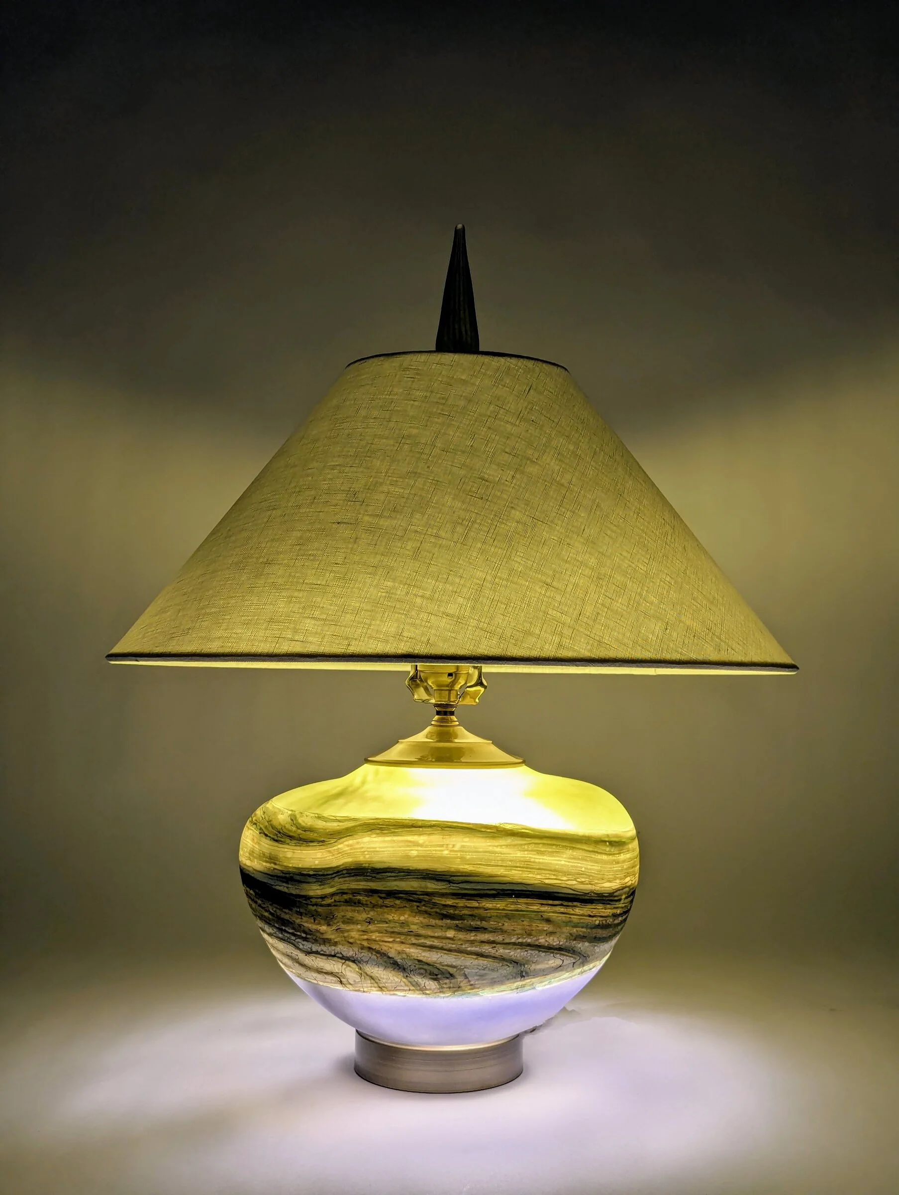 Satin Strata Table Lamp in Lime and Amethyst - Image 4