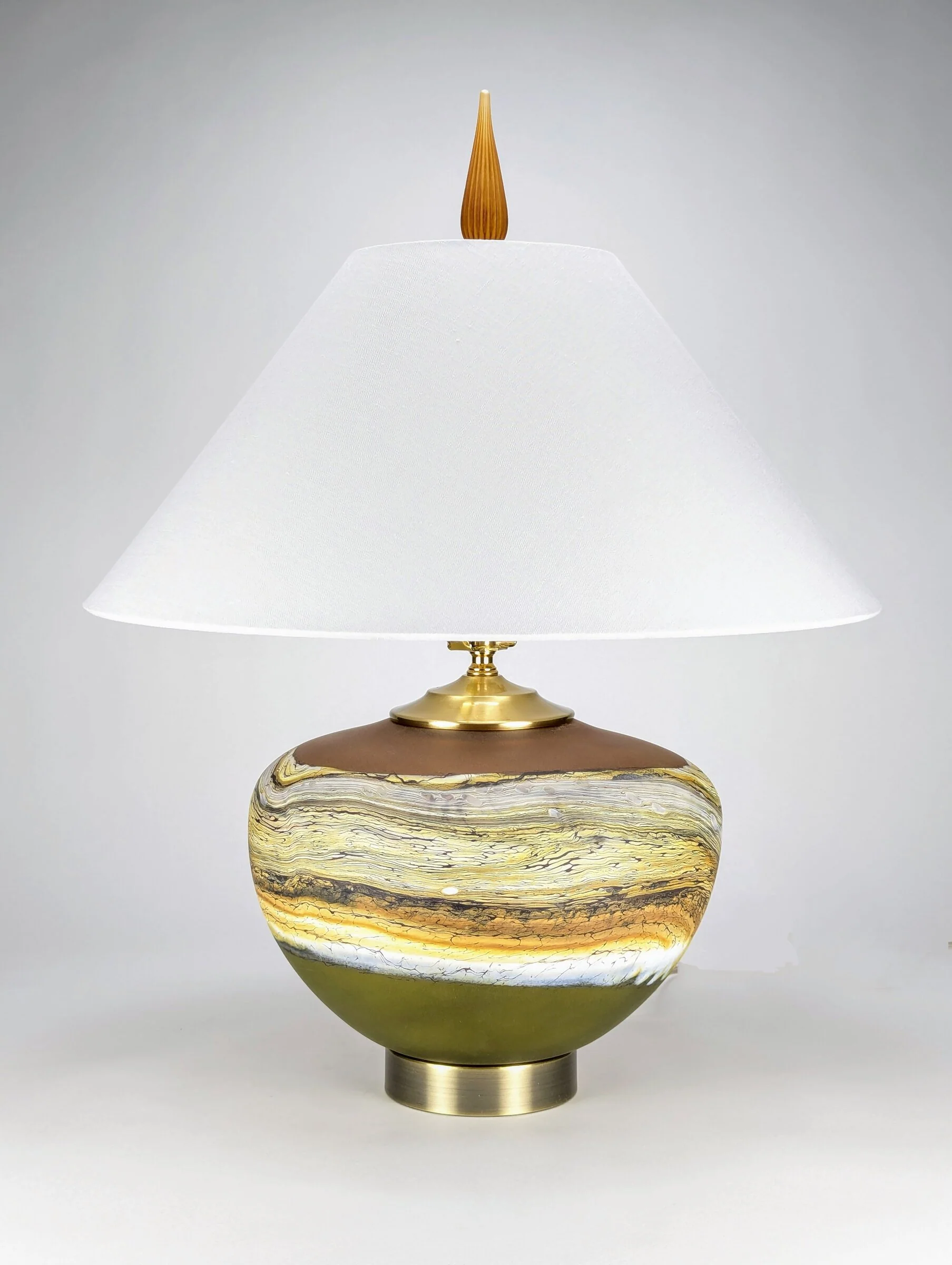 Satin Strata Table Lamp in Tangerine and Lime - Image 2