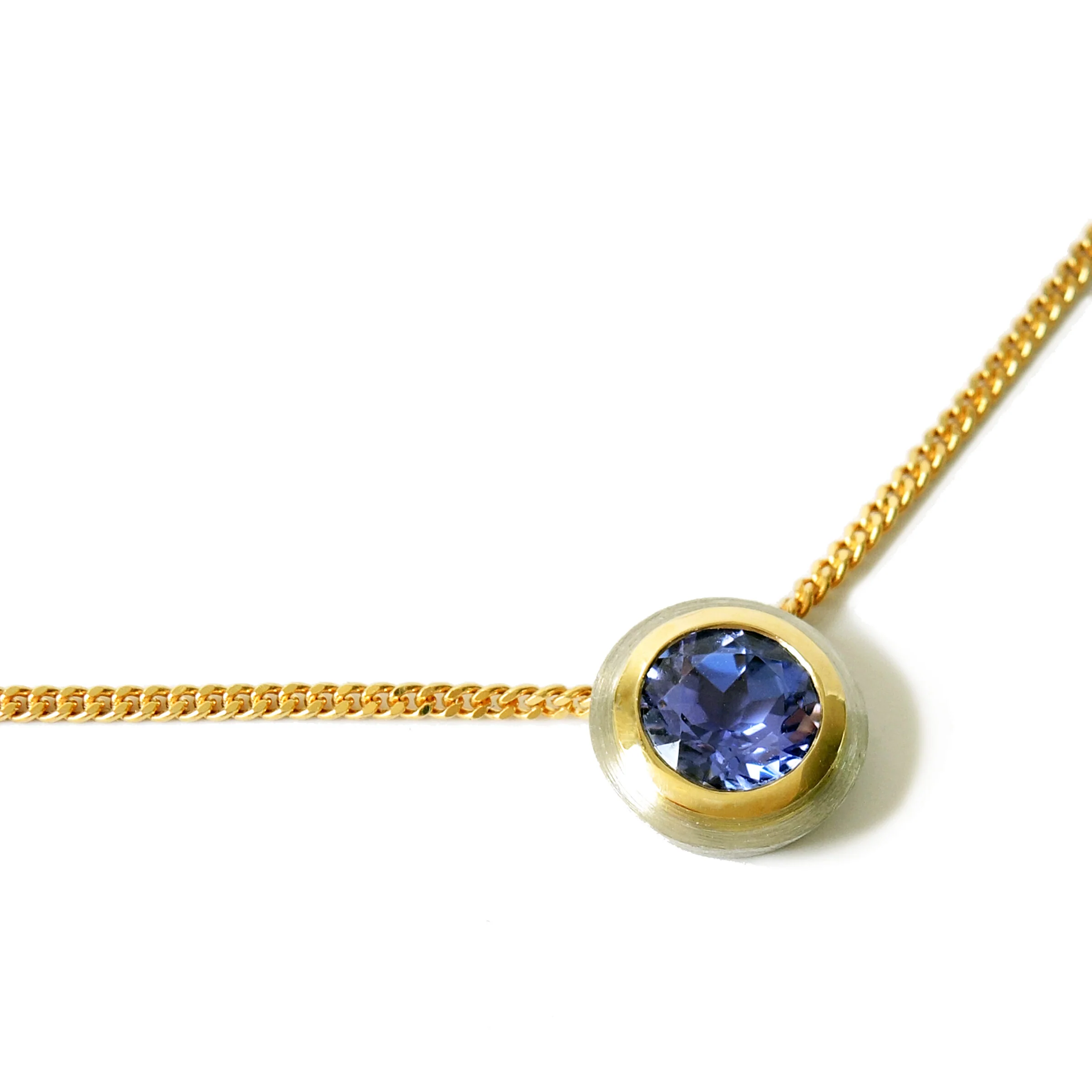 Series 8 | Simplicity Double Bezel, Pendant, 18K, Pt. + Tanzanite