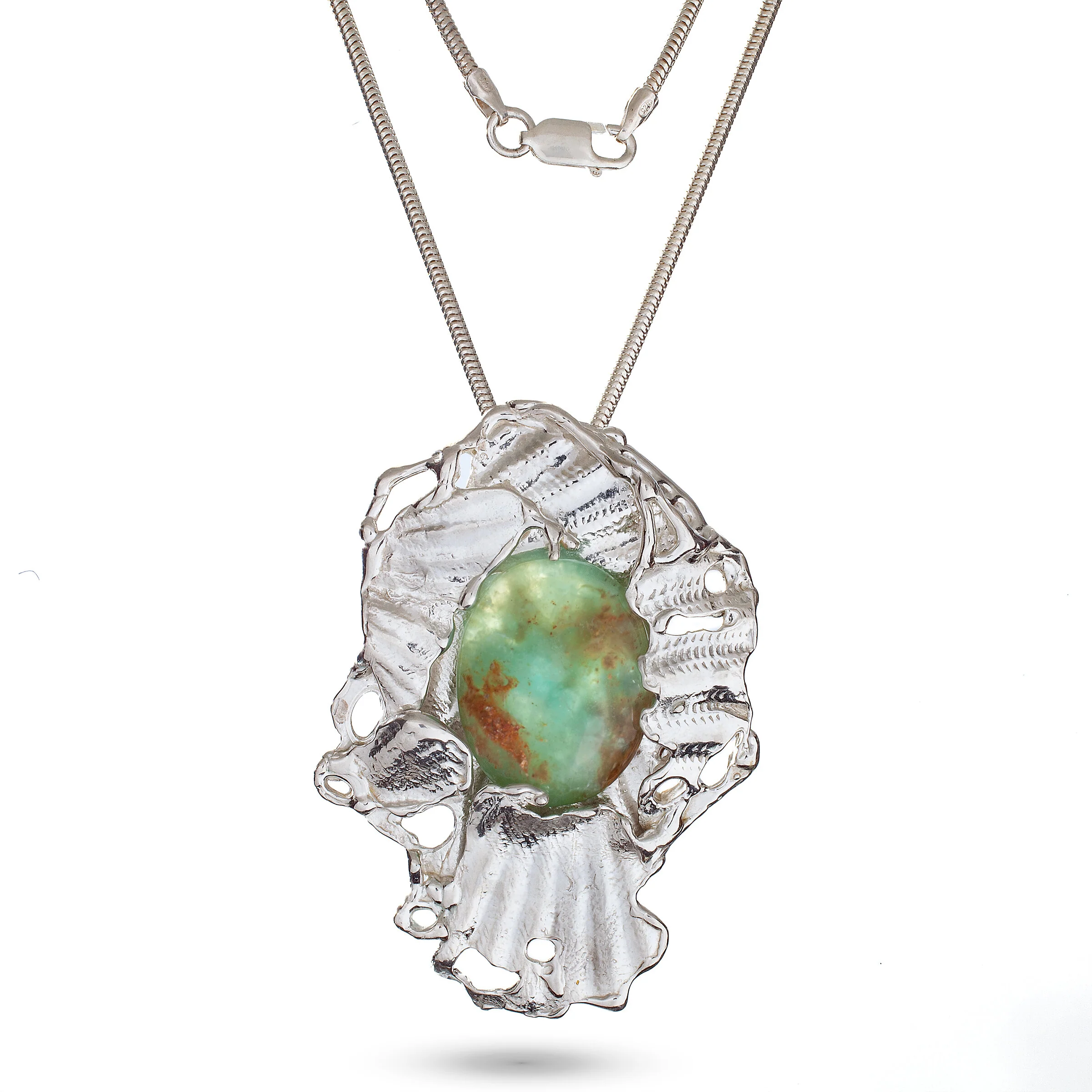 Shell Design Pendant with Peruvian Blue Opal