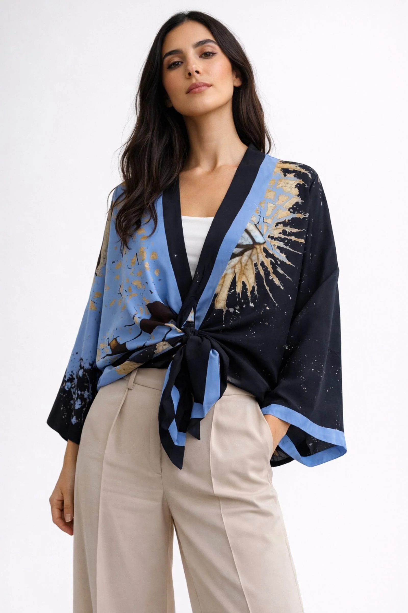 Silk Kimono Robe - Ocean