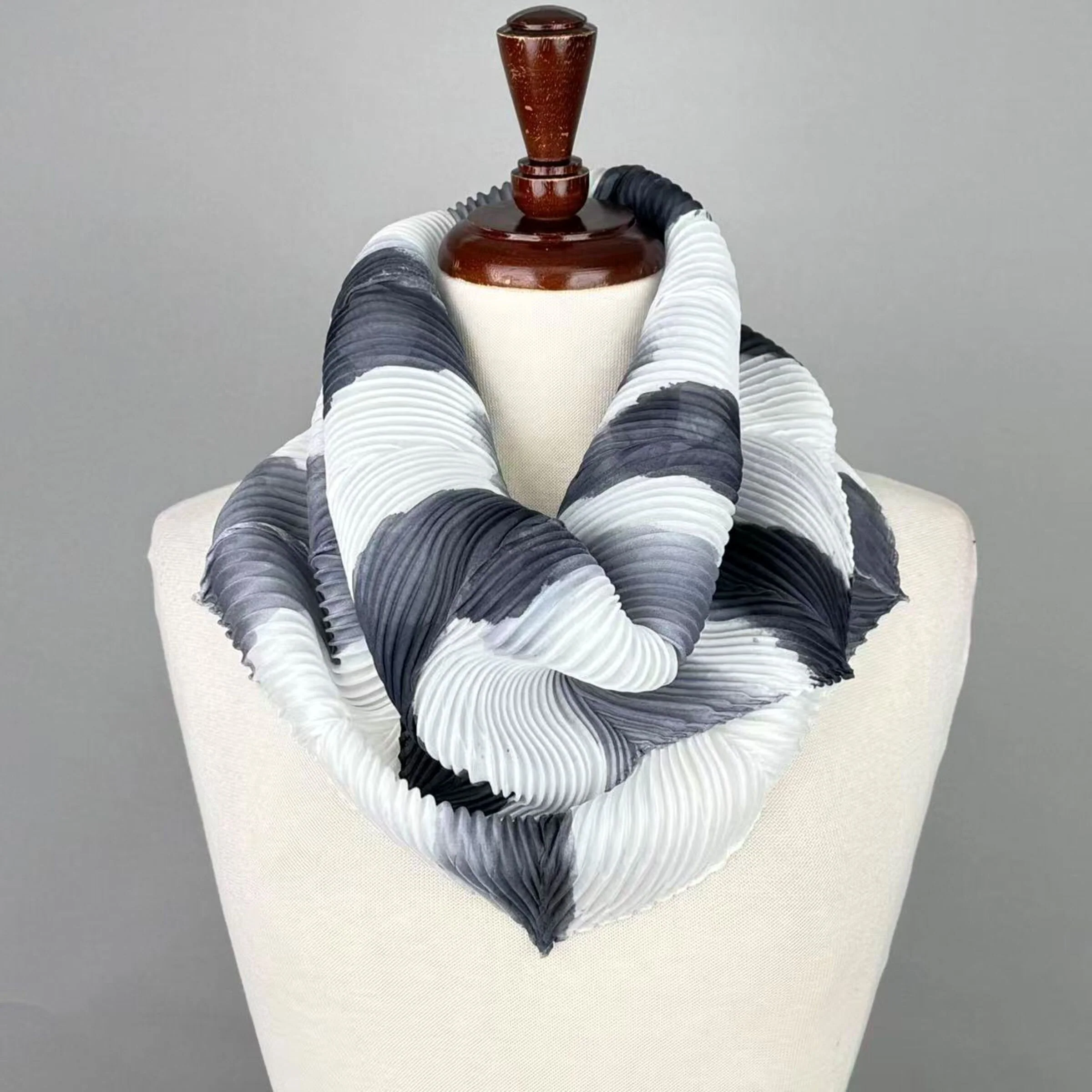 Silk Pleated Loop Scarf
