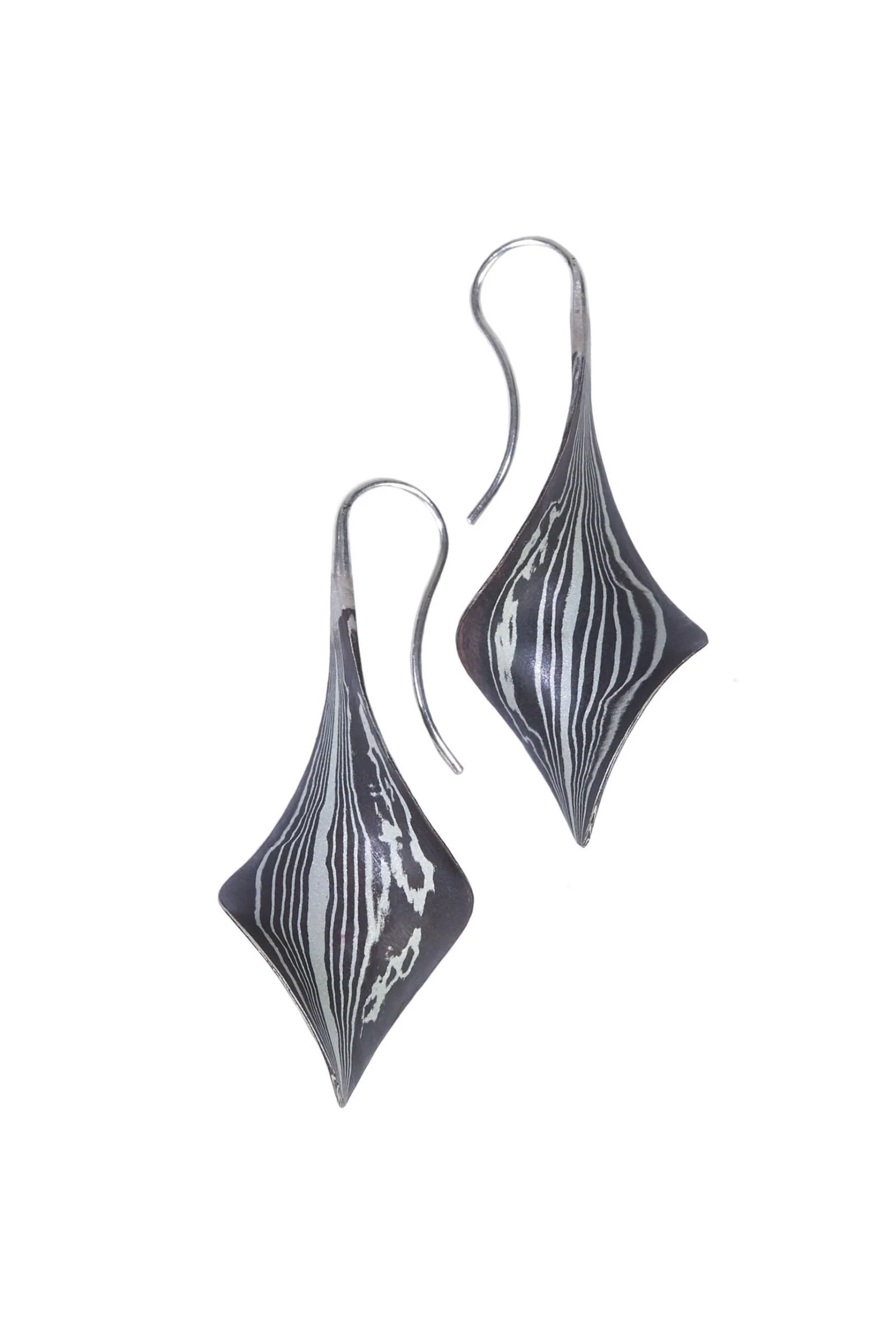 Anticlastic Twist Earrings in Shibuichi & Sterling