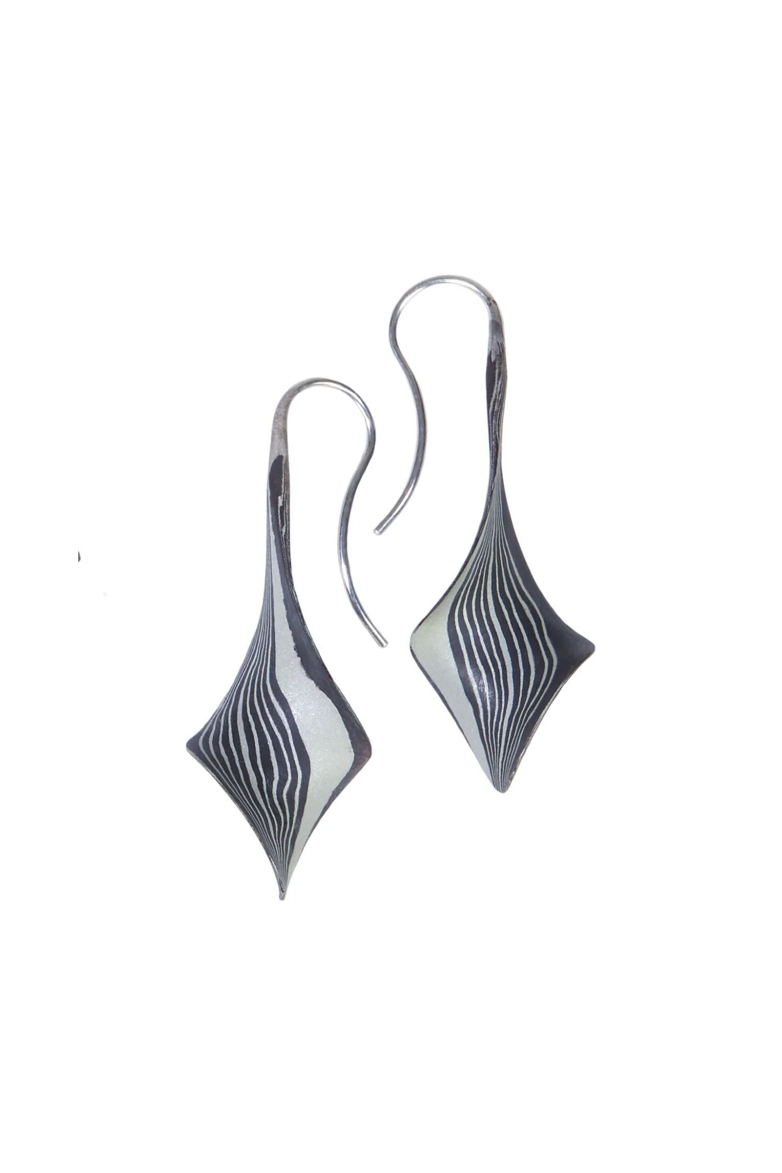 Anticlastic Twist Earrings in Shibuichi & Sterling - Image 2