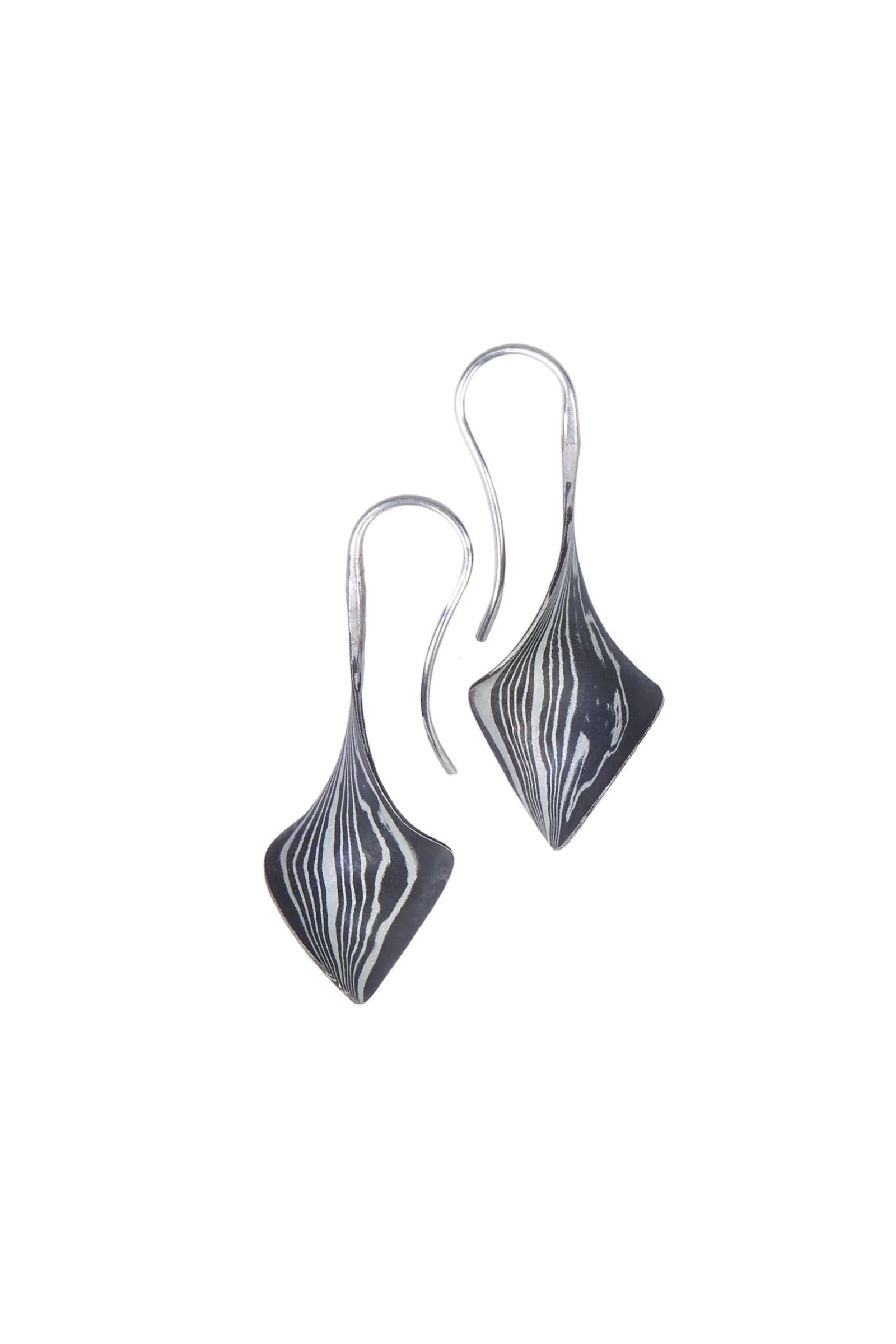 Anticlastic Twist Earrings in Shibuichi & Sterling - Image 3