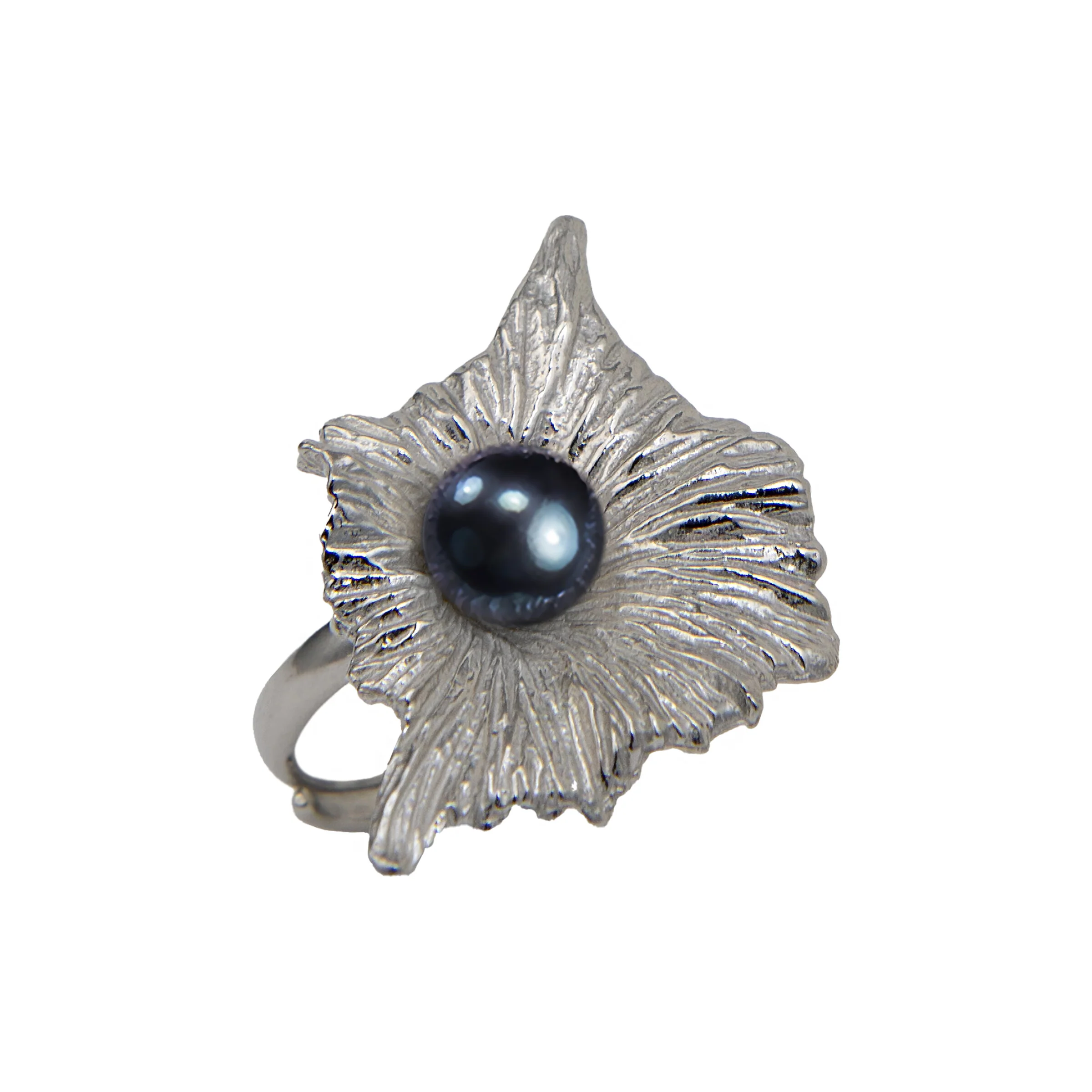 Solanum Ring - Black Pearl, Bright Silver - Image 4