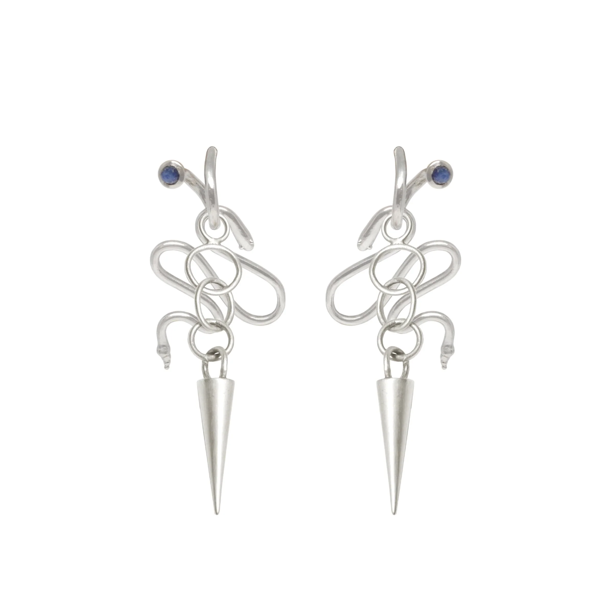 Silver Peek-A-Boo Hoop Earrings & Charms - Sterling Silver Earrings, Sterling Silver Snake and Spike Charms