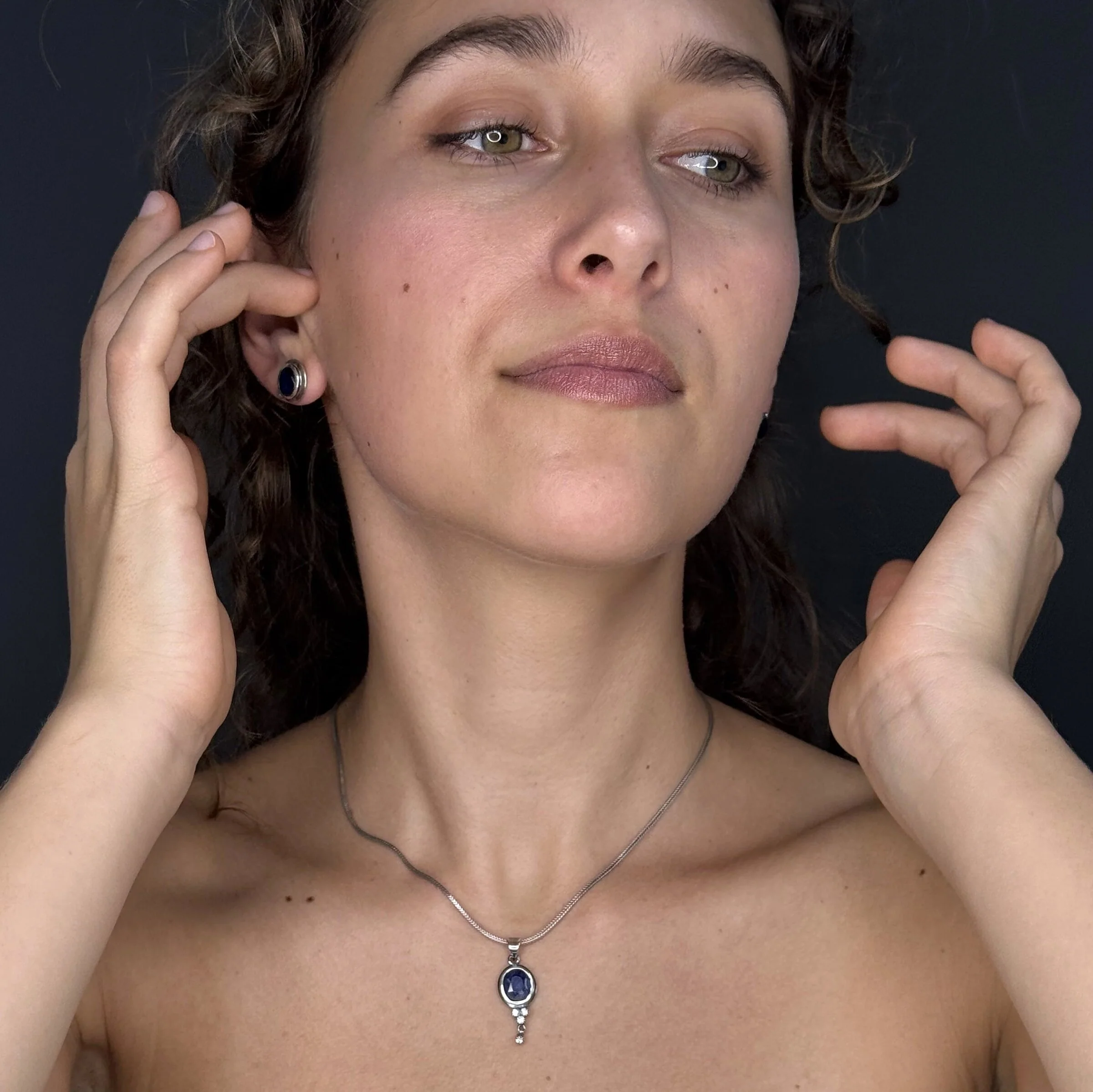 Silver Sapphire & Diamond Pendant - Image 4