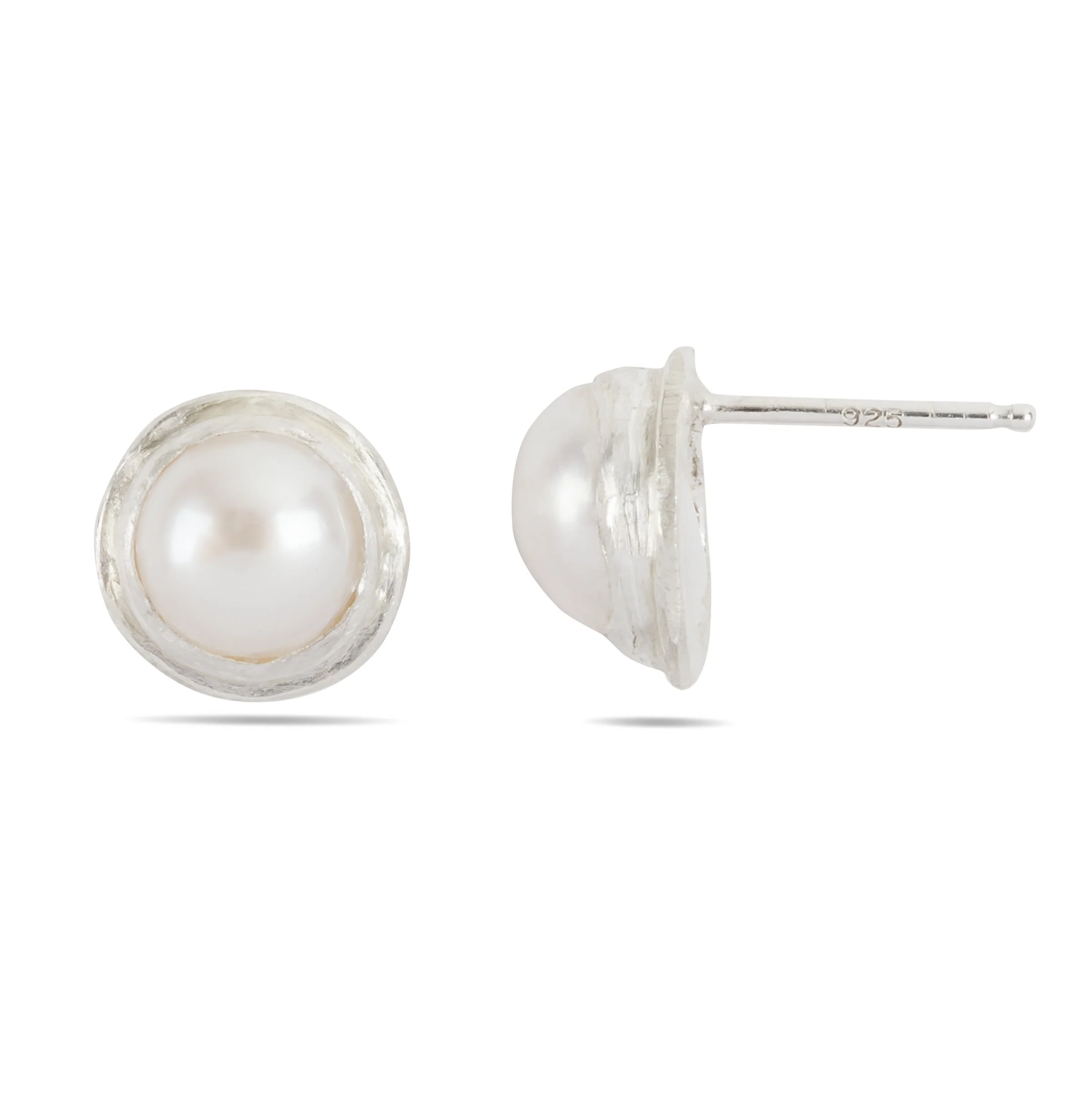 Simple Pearl Earrings - Sterling Silver