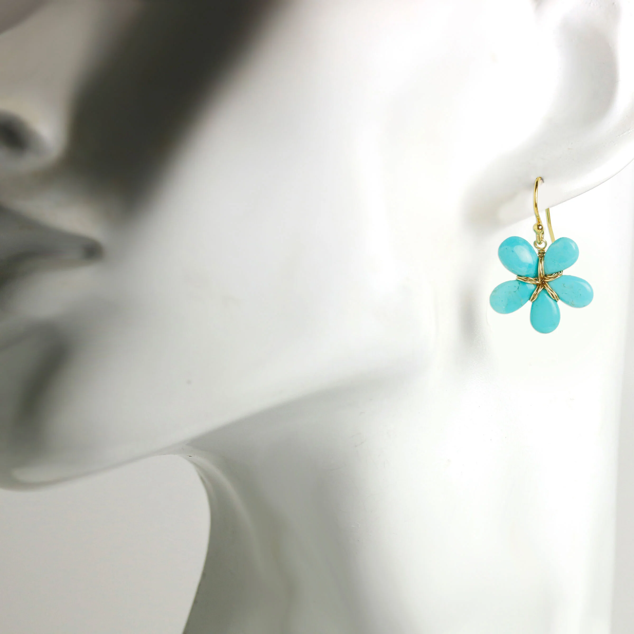 Sleeping Beauty Turquoise Flower Earrings - Image 2