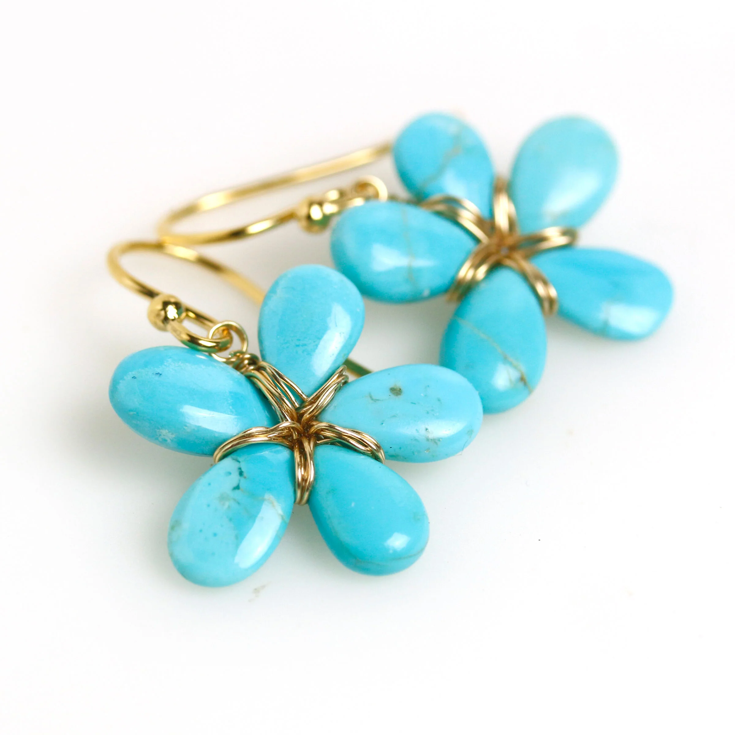 Sleeping Beauty Turquoise Flower Earrings - Image 3