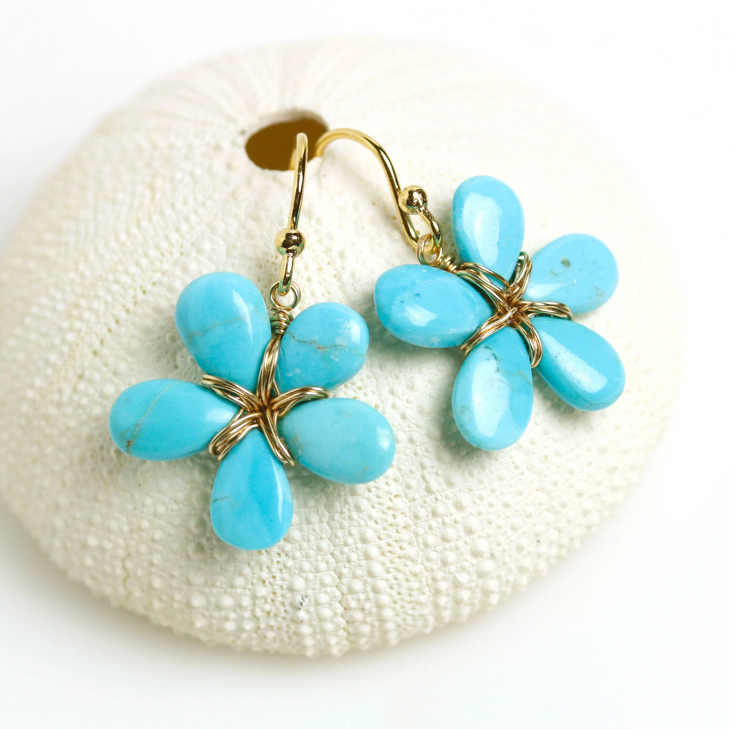 Sleeping Beauty Turquoise Flower Earrings - Image 4