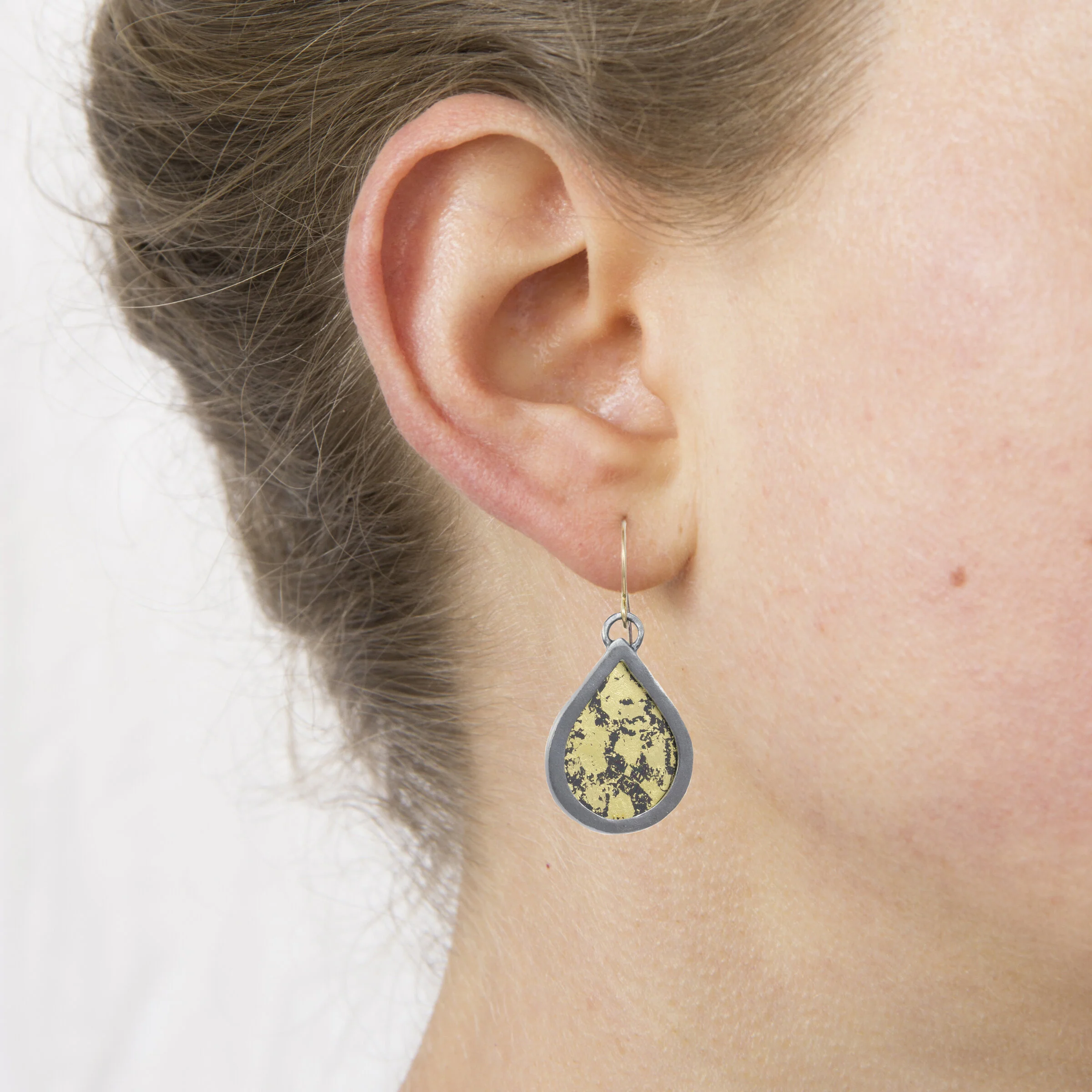 Small Golden Teardrop Earrings - Image 2