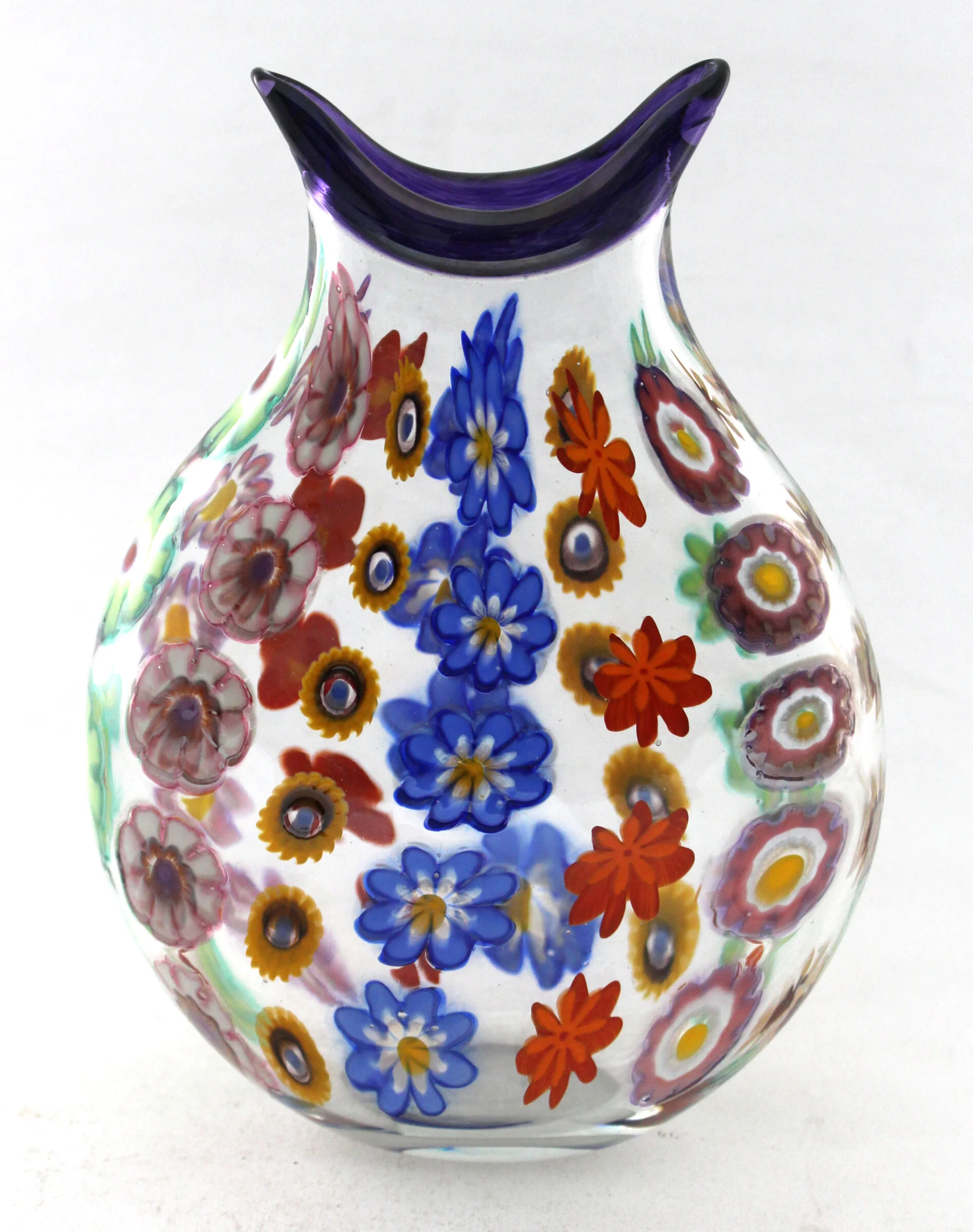 Small Impressionist's Garden Vase with Purple Trim - Image 2