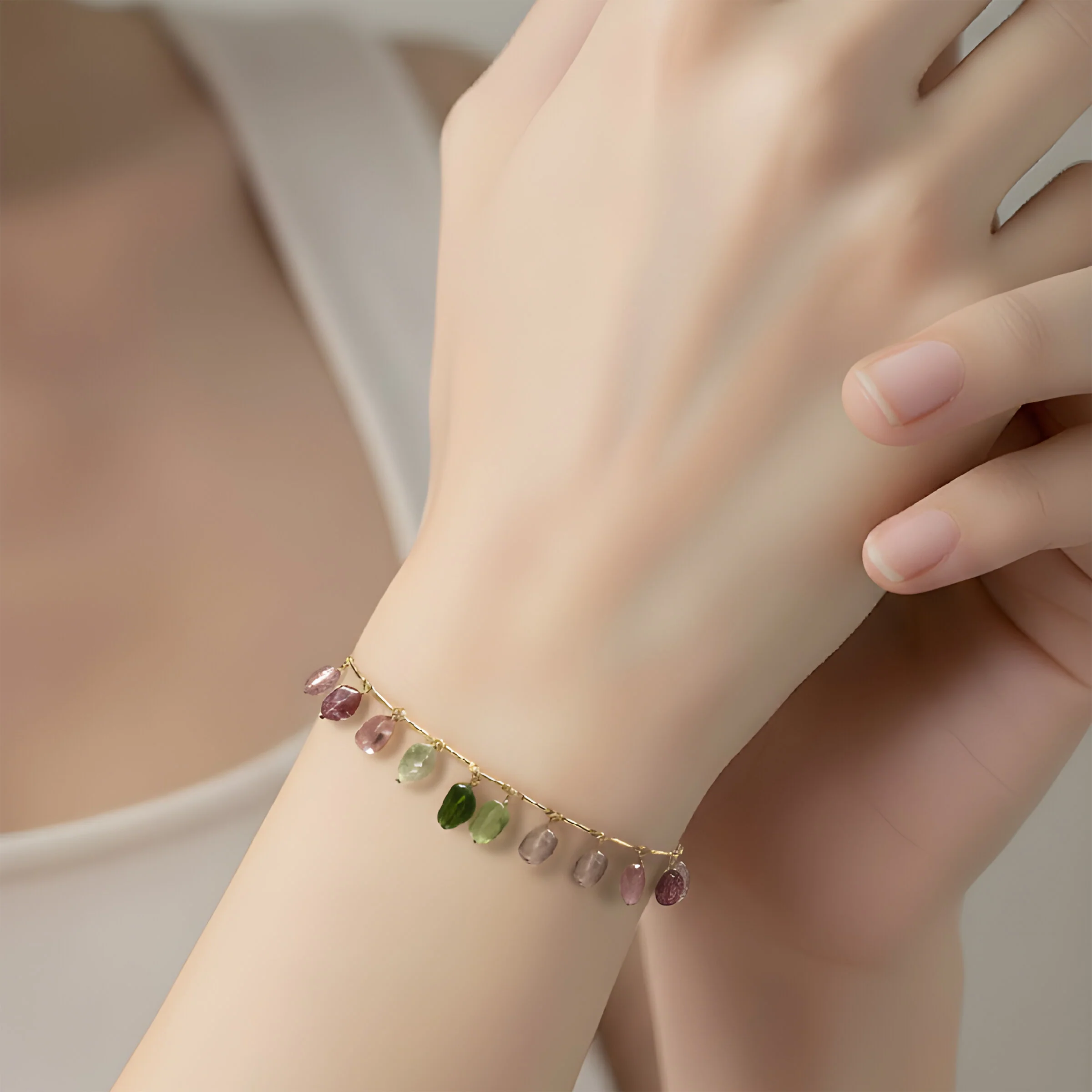 Smooth Tourmaline Charm Bracelet - Image 2