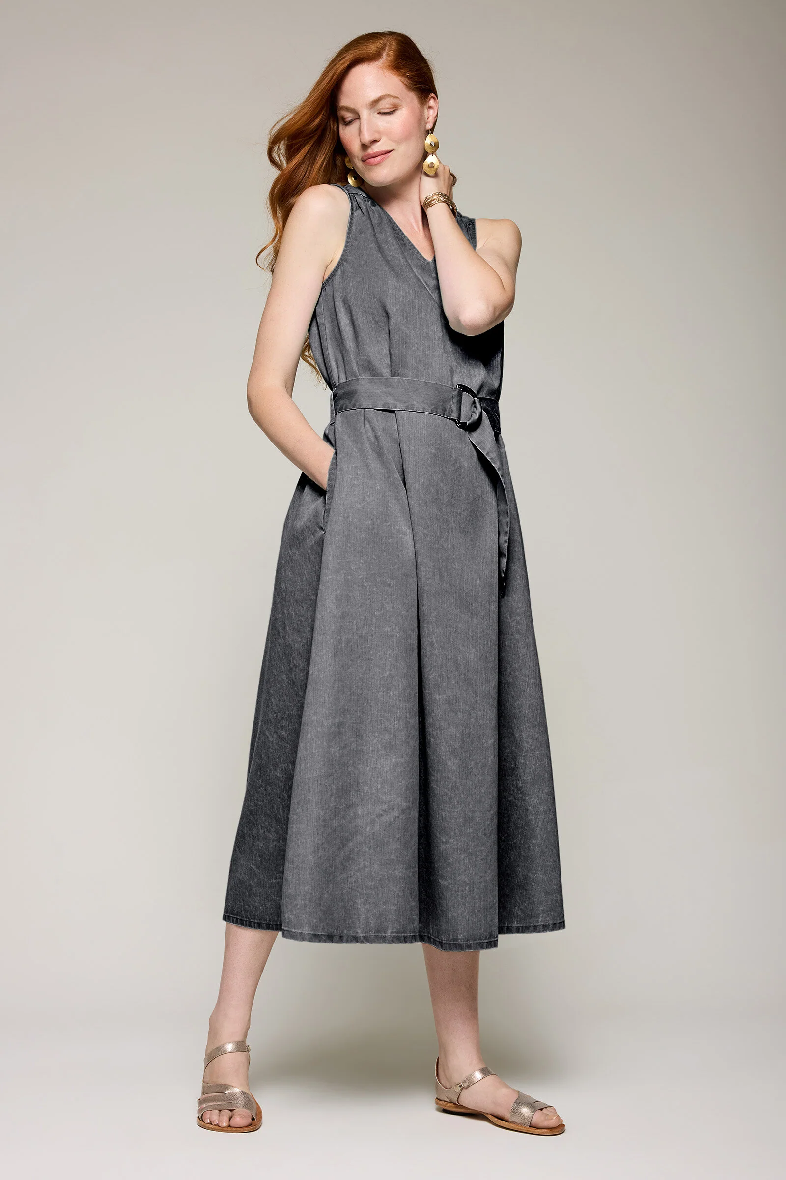 Soft Washed Tencel Lucian Belted Dress - Image 3