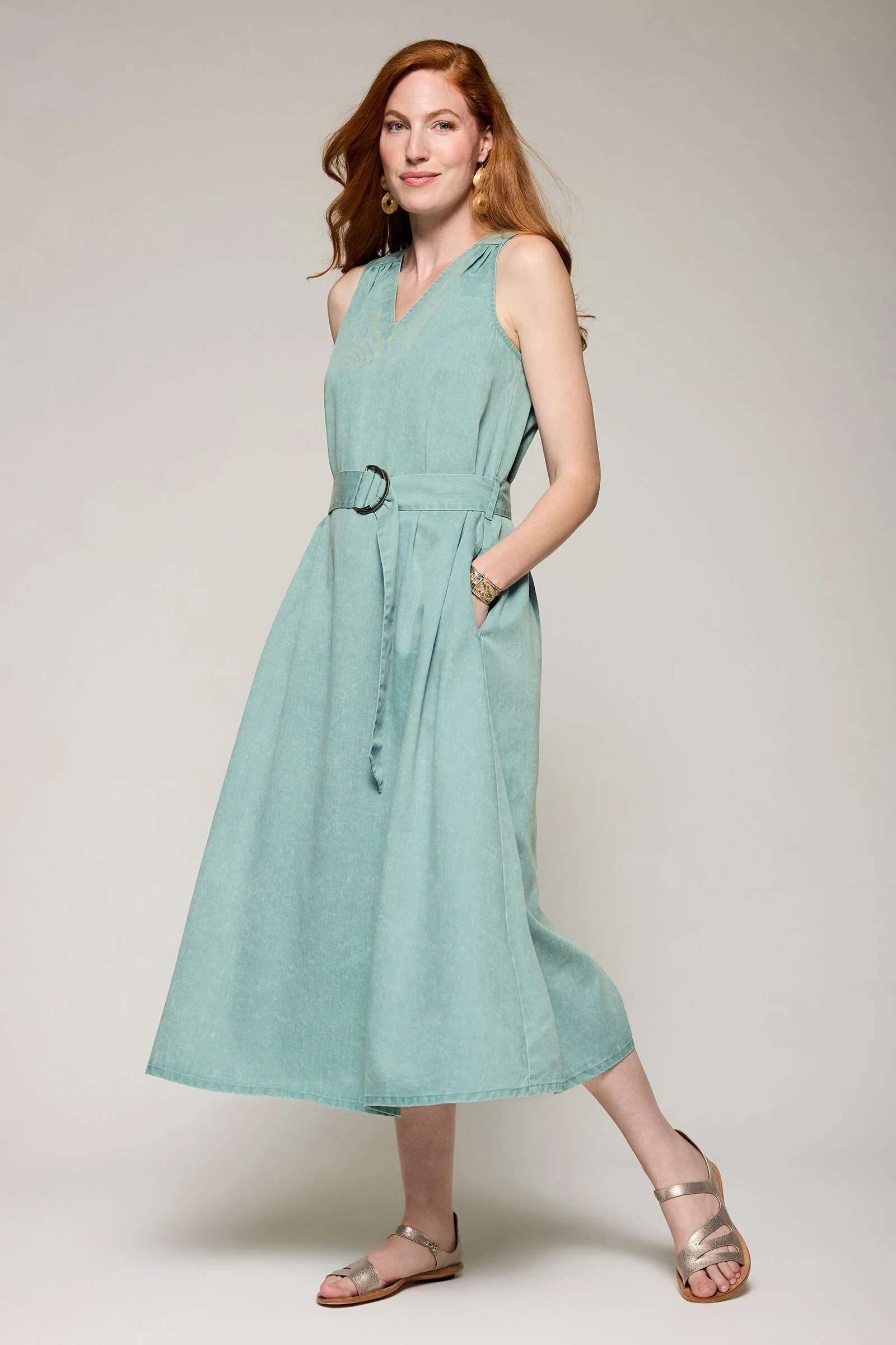 Soft Washed Tencel Lucian Belted Dress