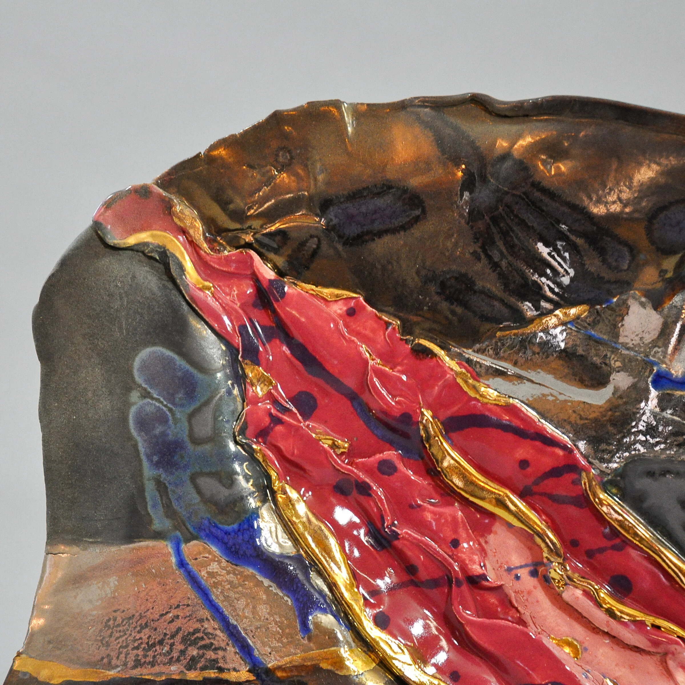 Square Bronze Platter with Gold and Rose - Image 2