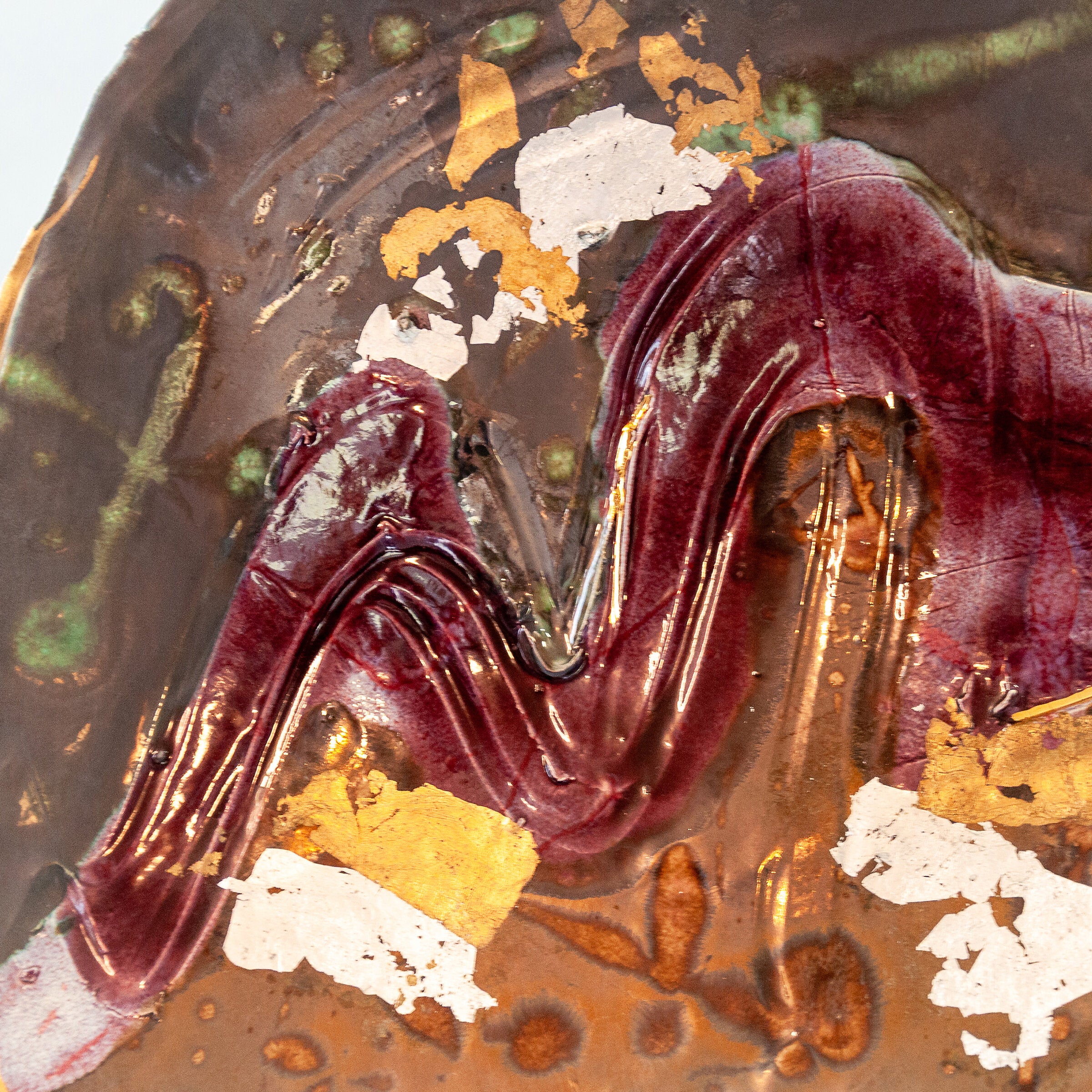Square Platter with Silver, Gold, and Burgundy - Image 3