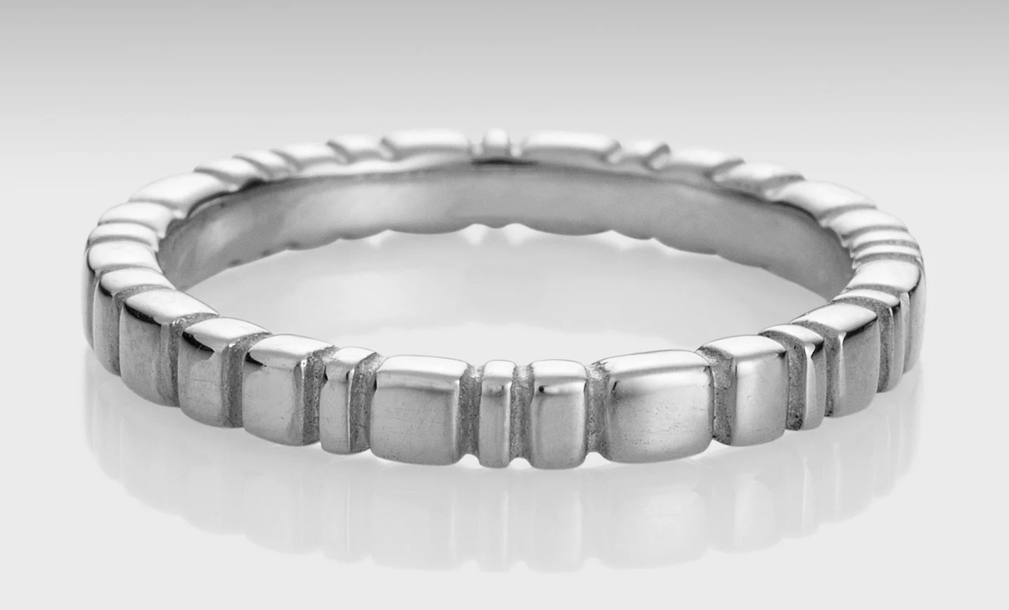 Squares & Bars Gold Ring - White Gold