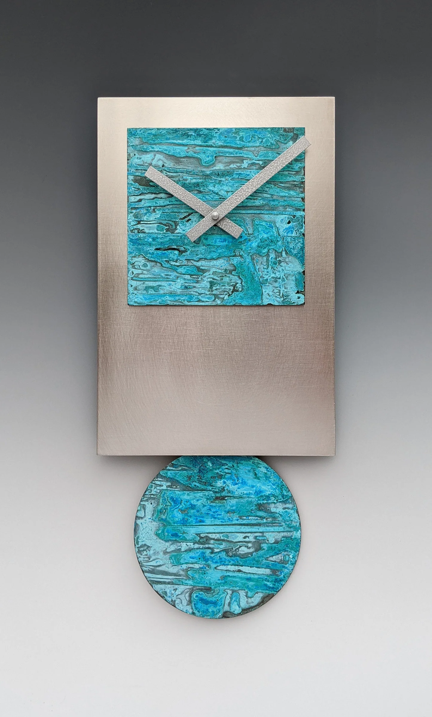 Steel Tie Pendulum Clock with Verdigris Copper
