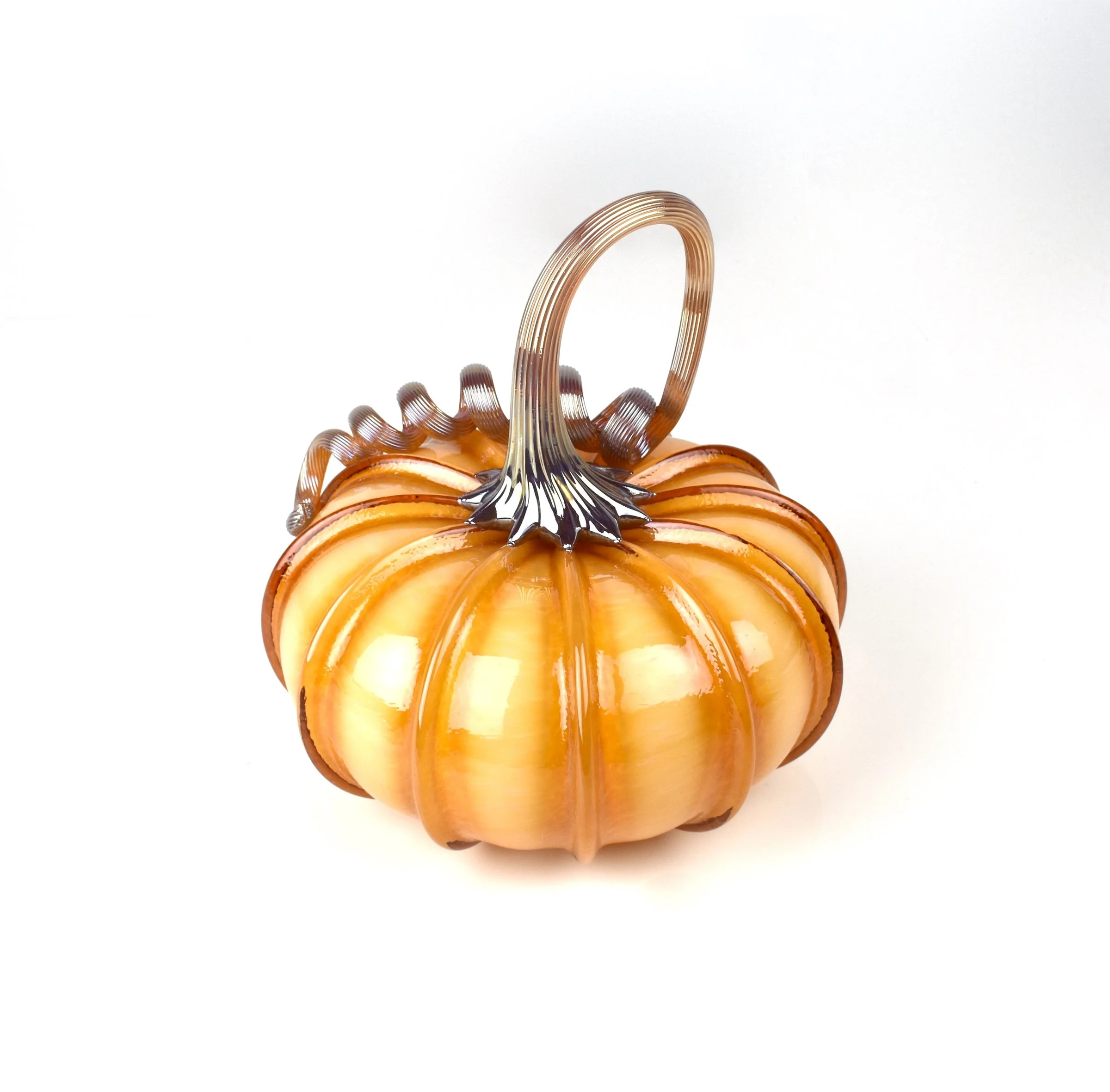 Striped Glass Pumpkins - Peach