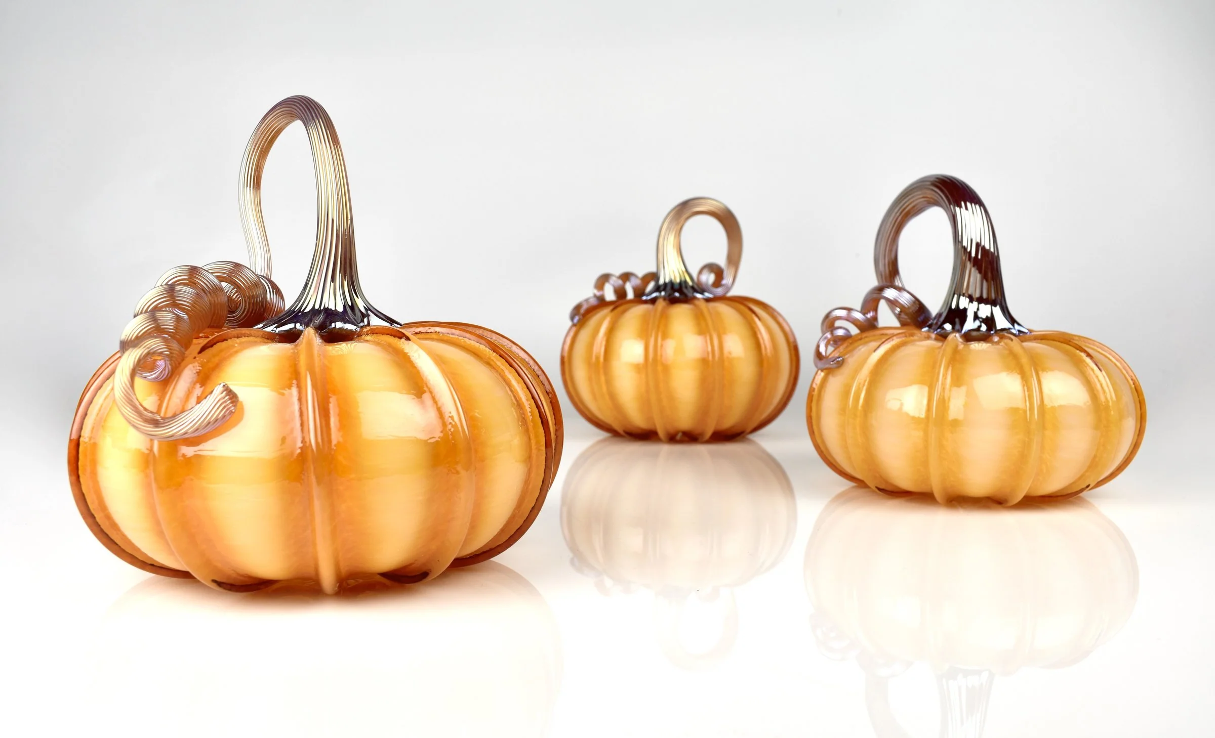 Striped Glass Pumpkins - Peach - Image 4