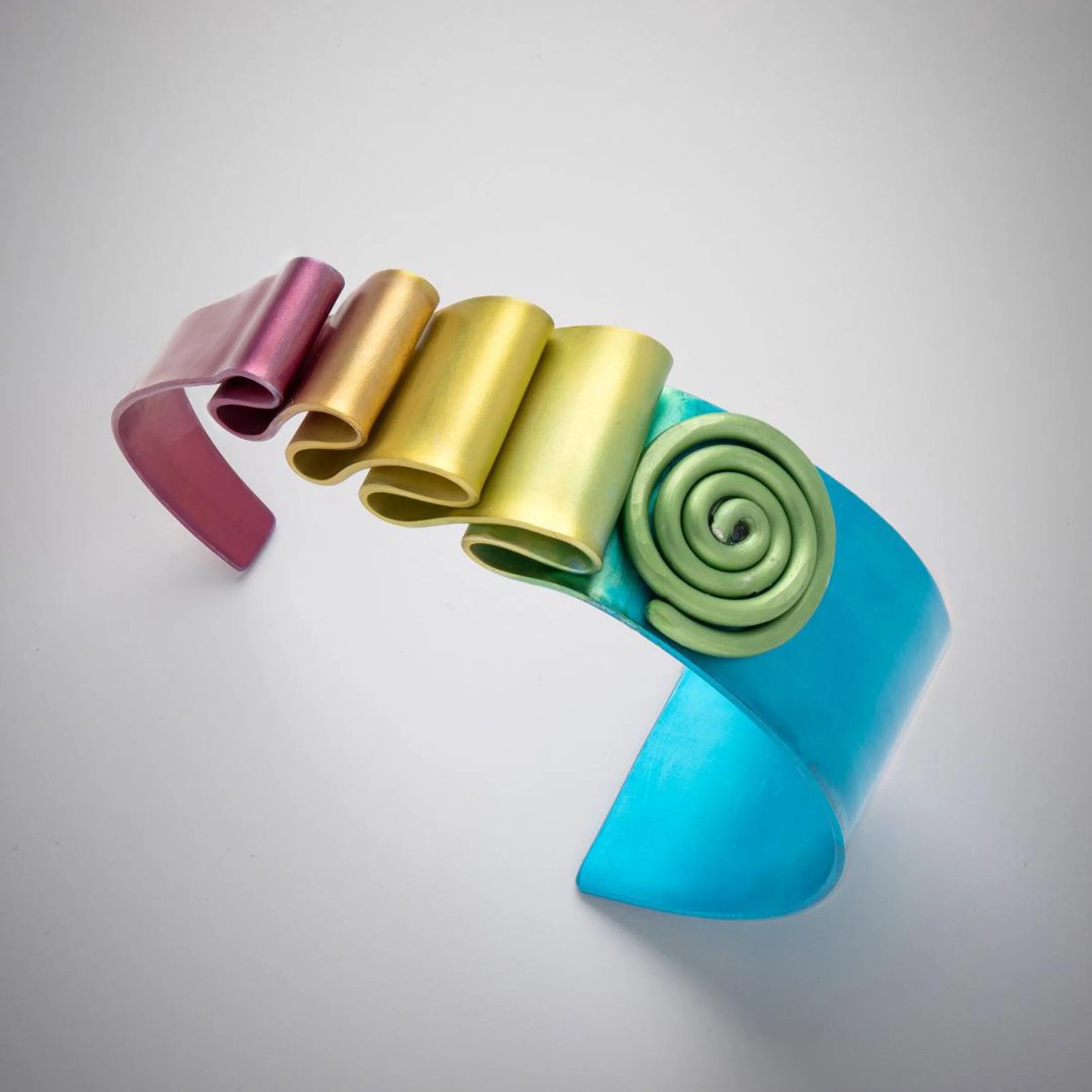 Sunlit Hawaiian Surf Cuff - Wavelike Rippled cuff in Sunny Hawaiian colors