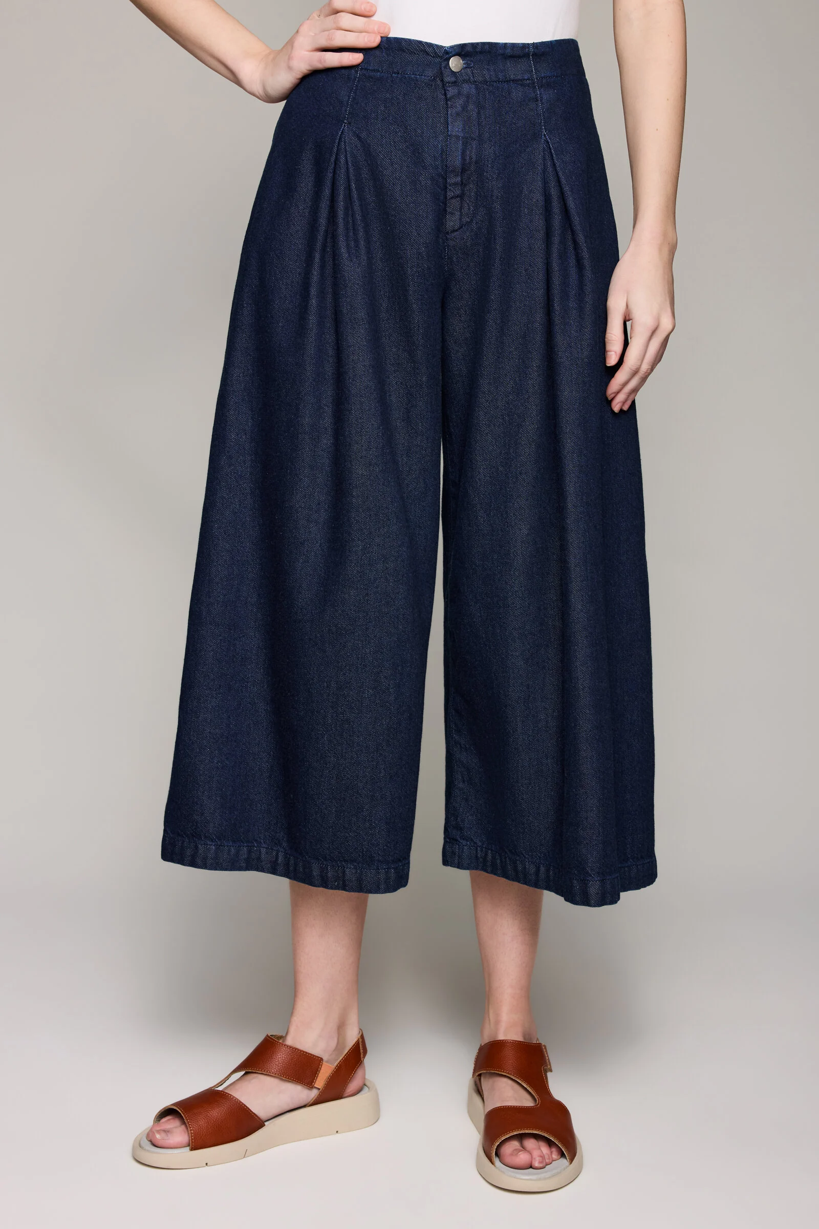 Super Soft Denim Culotte Pant - Indigo Wash