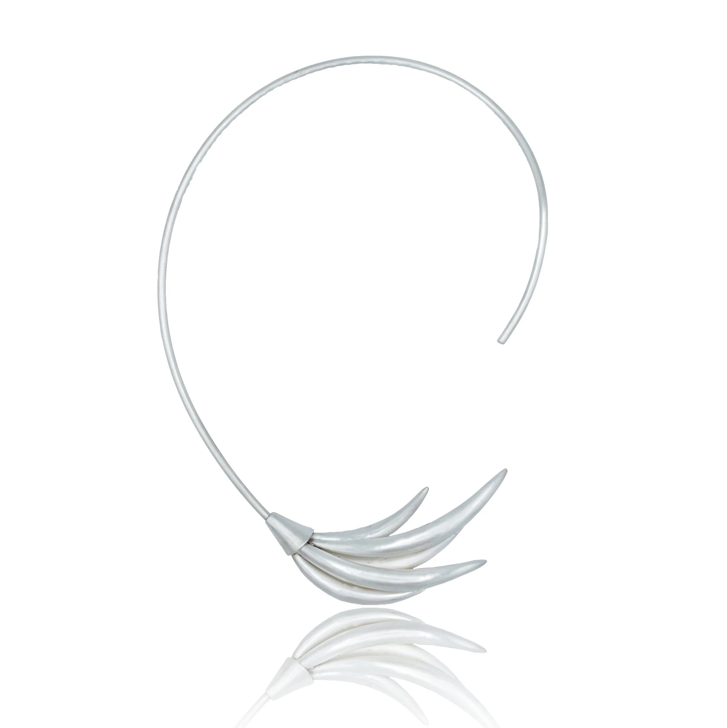 Sweeping Crescent Asymmetrical Neck Collar - Oxidized Silver
