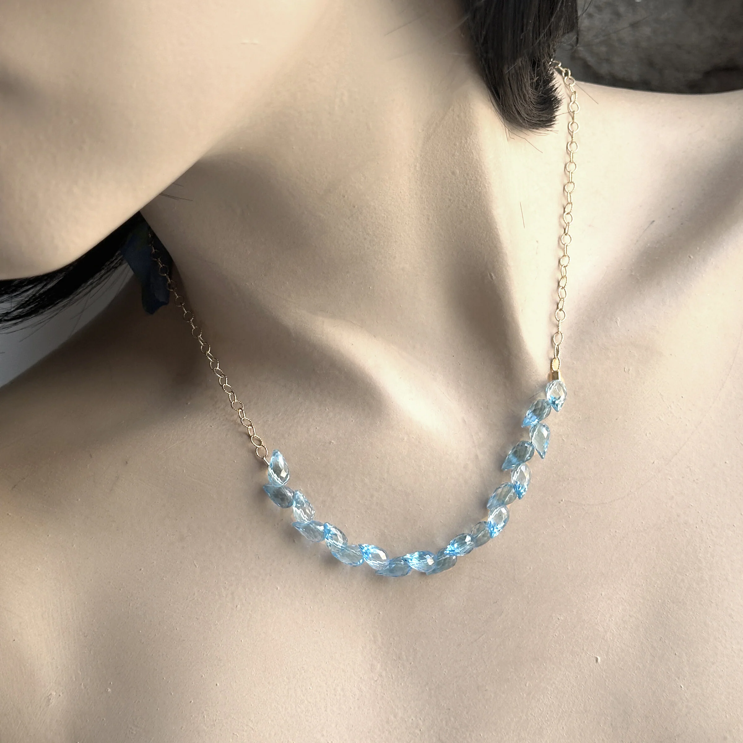 Swiss Blue Topaz Gold Necklace - Image 4