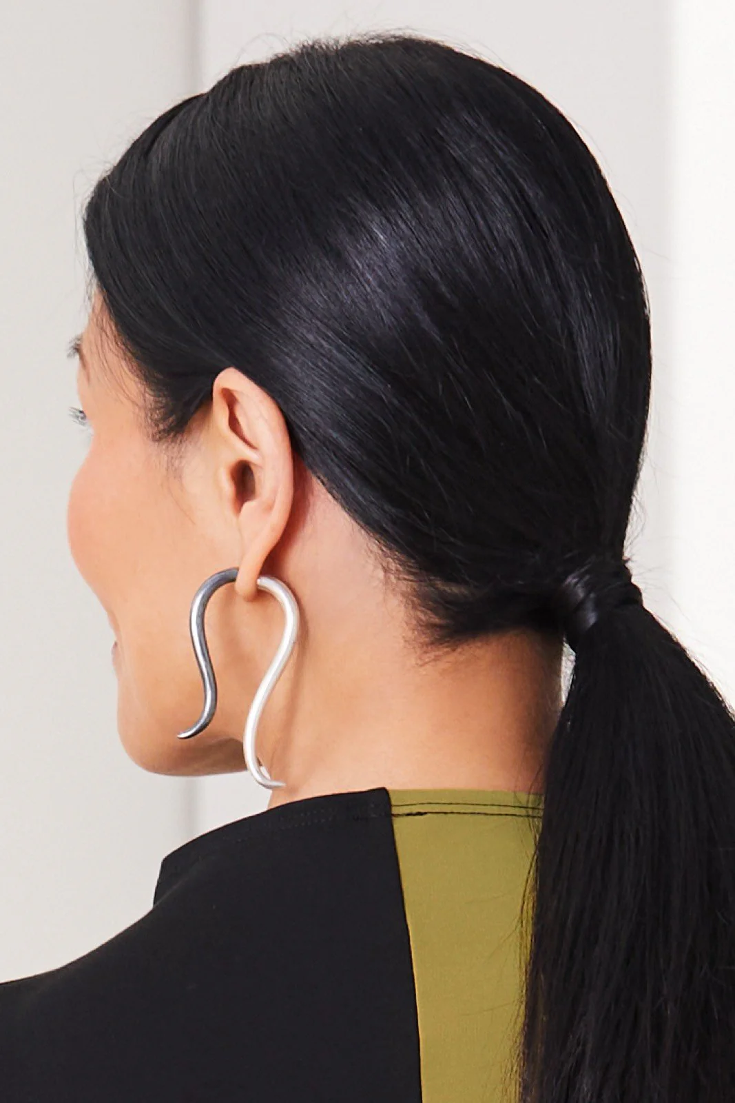 Swoop Earrings - Bright & Oxidized Silver - Image 3