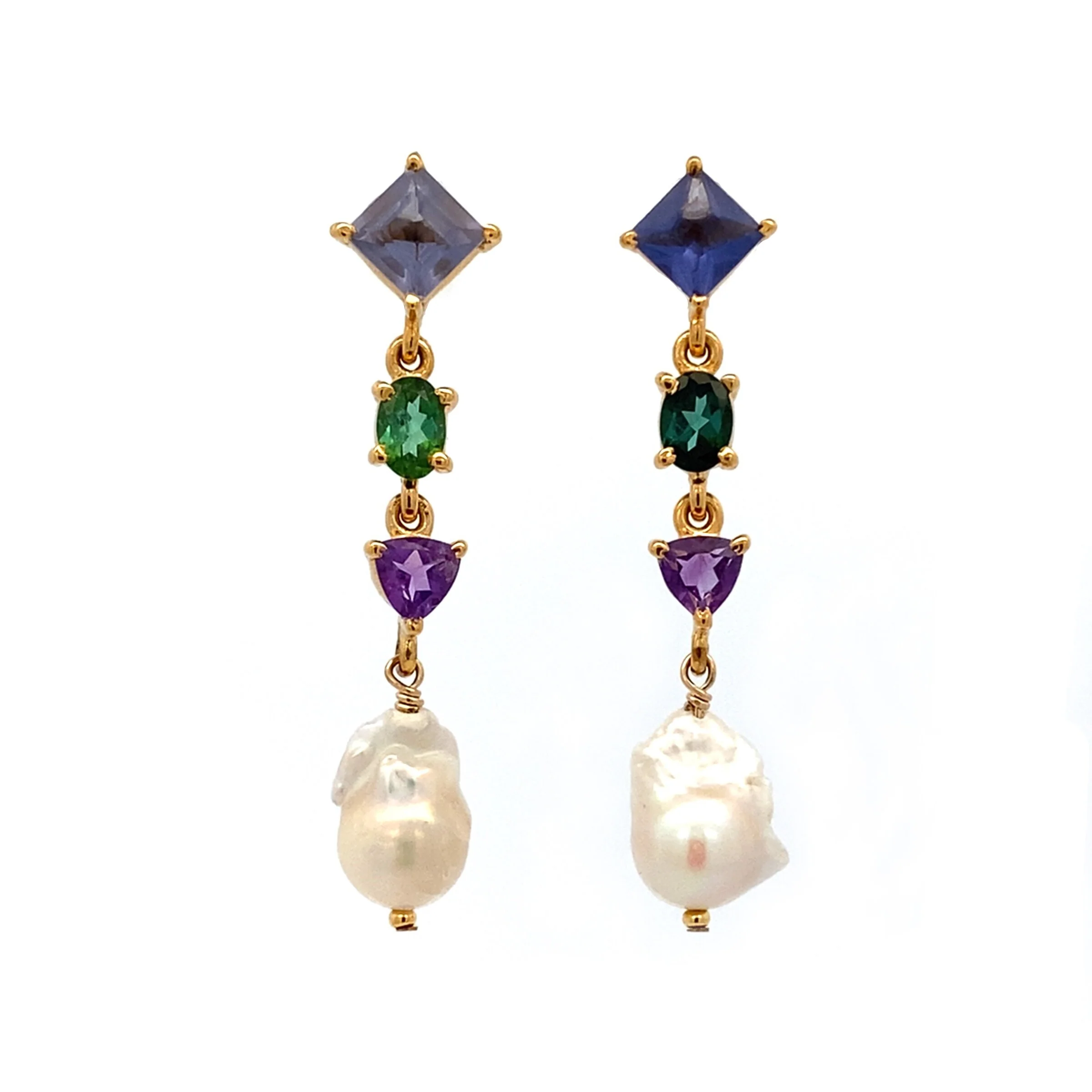 Tanzanite Topped Earrings