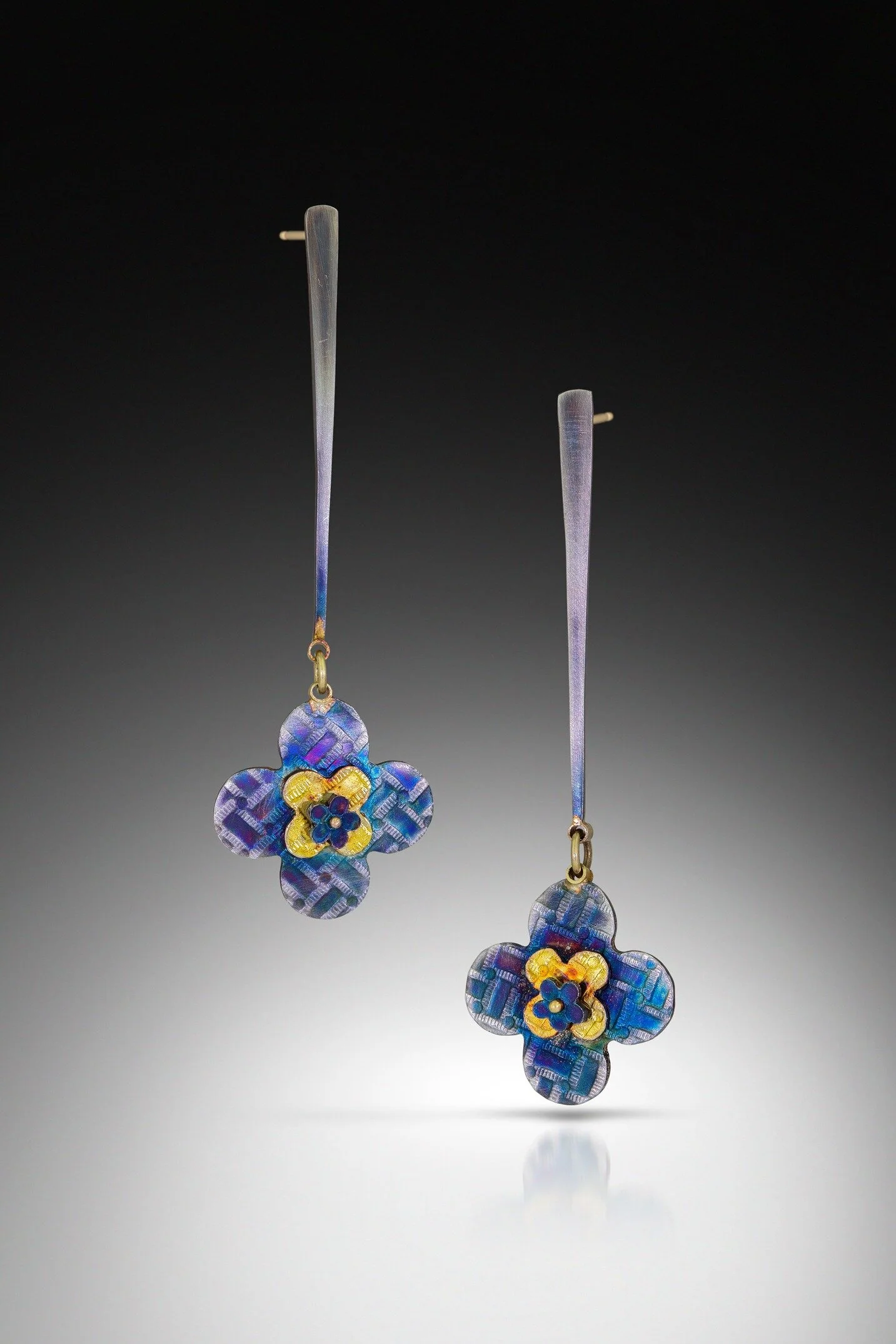 Tapered Quatrefoil Drop Earrings