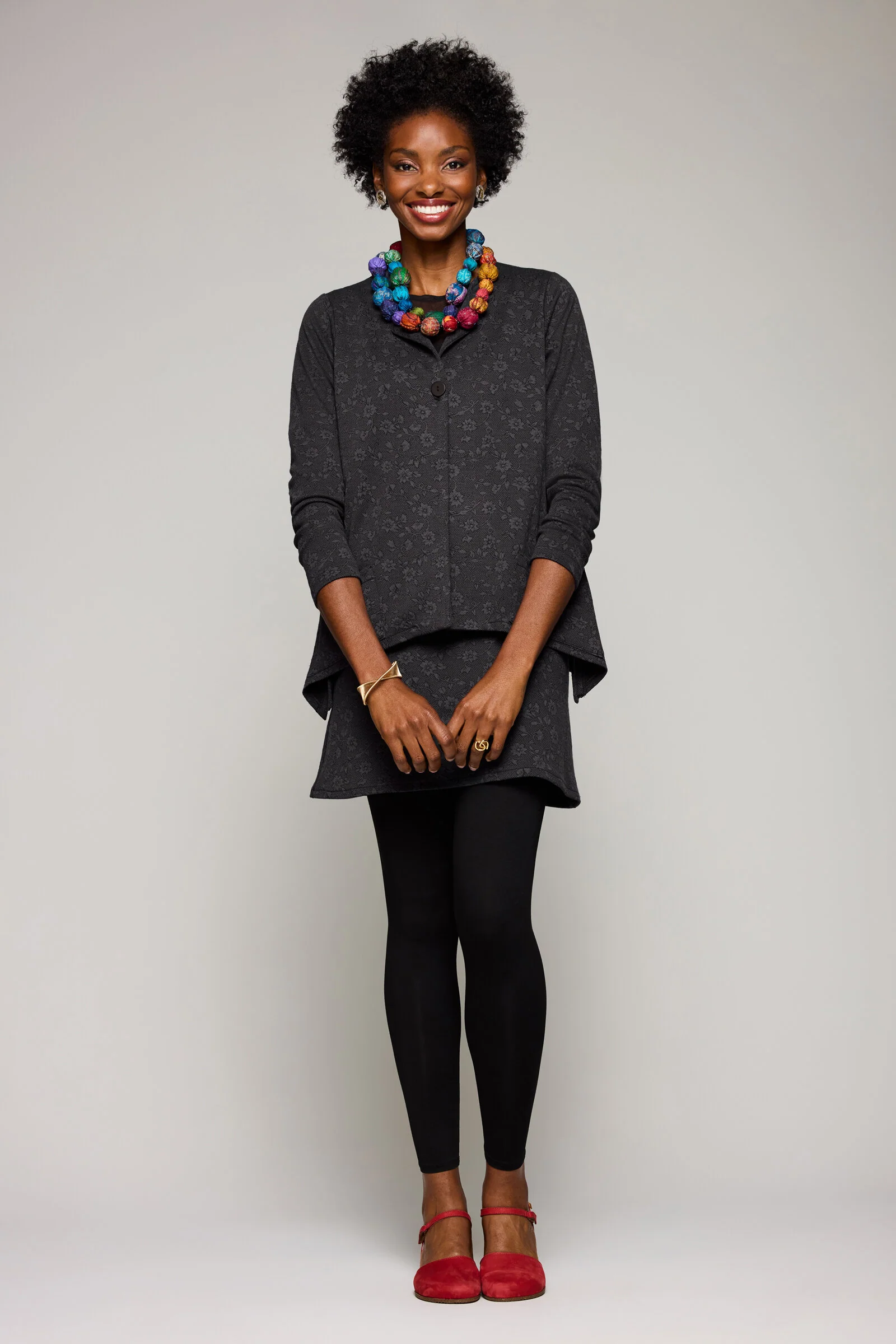 Tempo Skirted Leggings - Floral Jacquard - Image 2