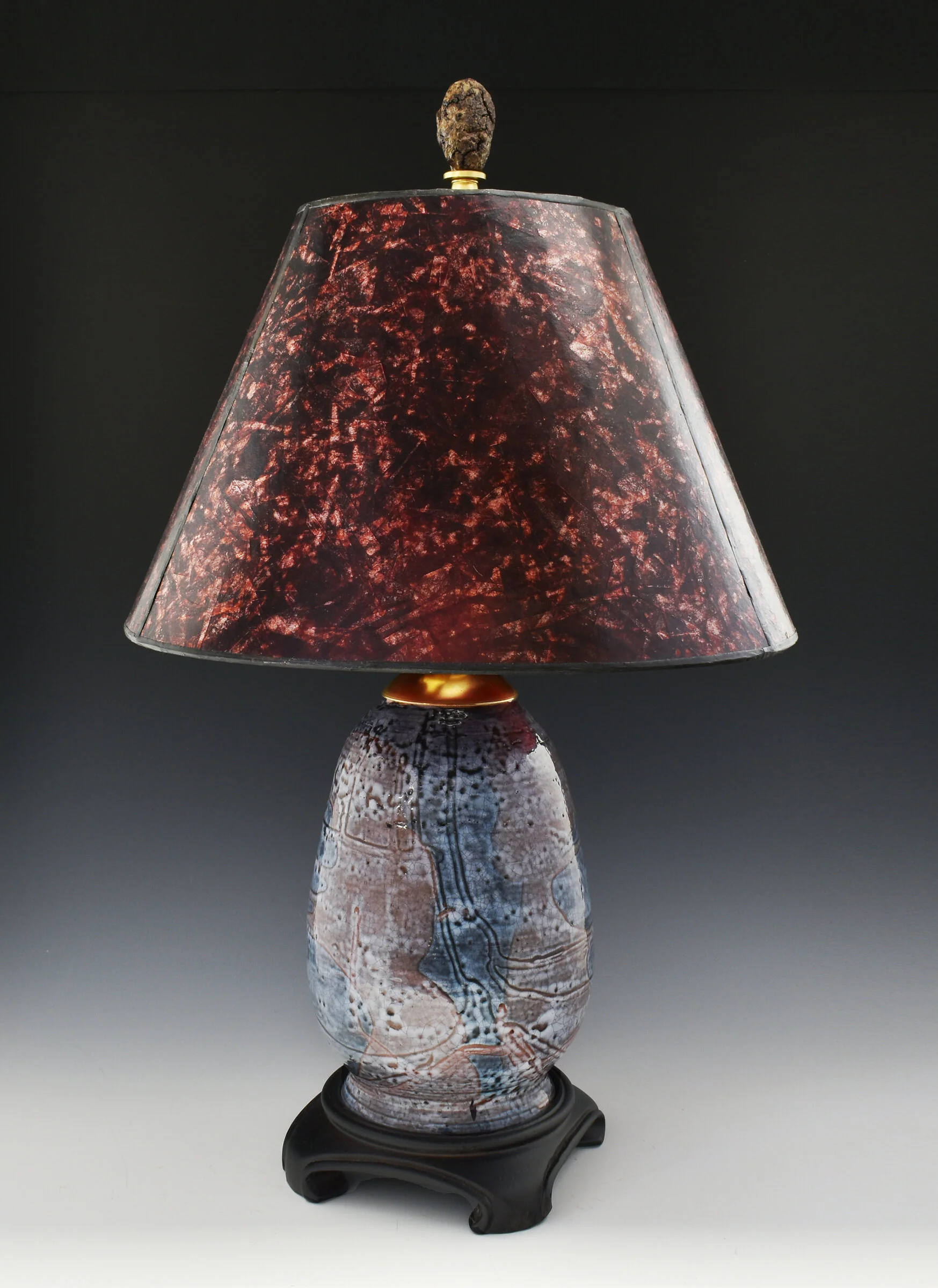 Terracotta and Amber Mica Table Lamp