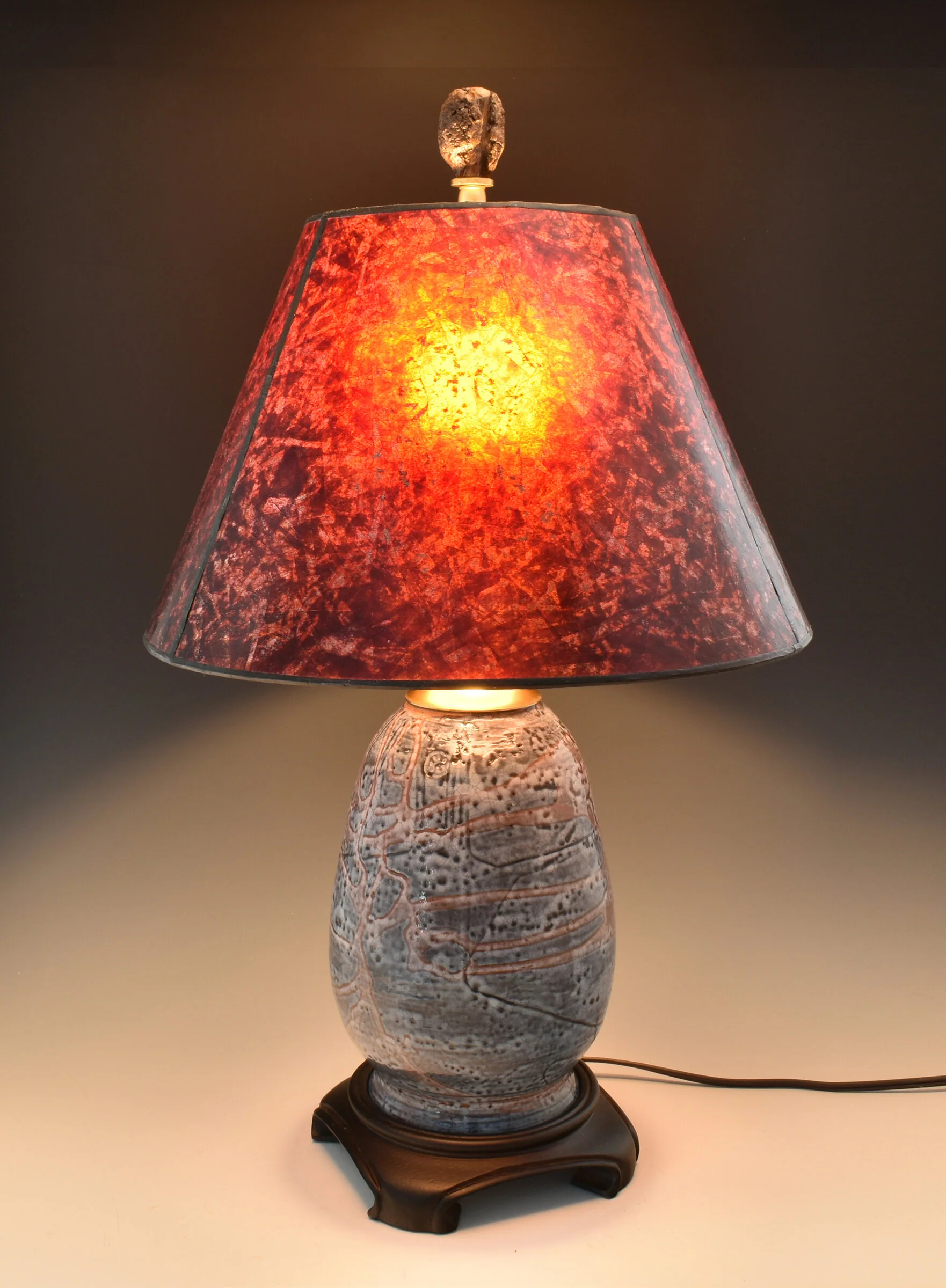 Terracotta and Amber Mica Table Lamp - Image 2