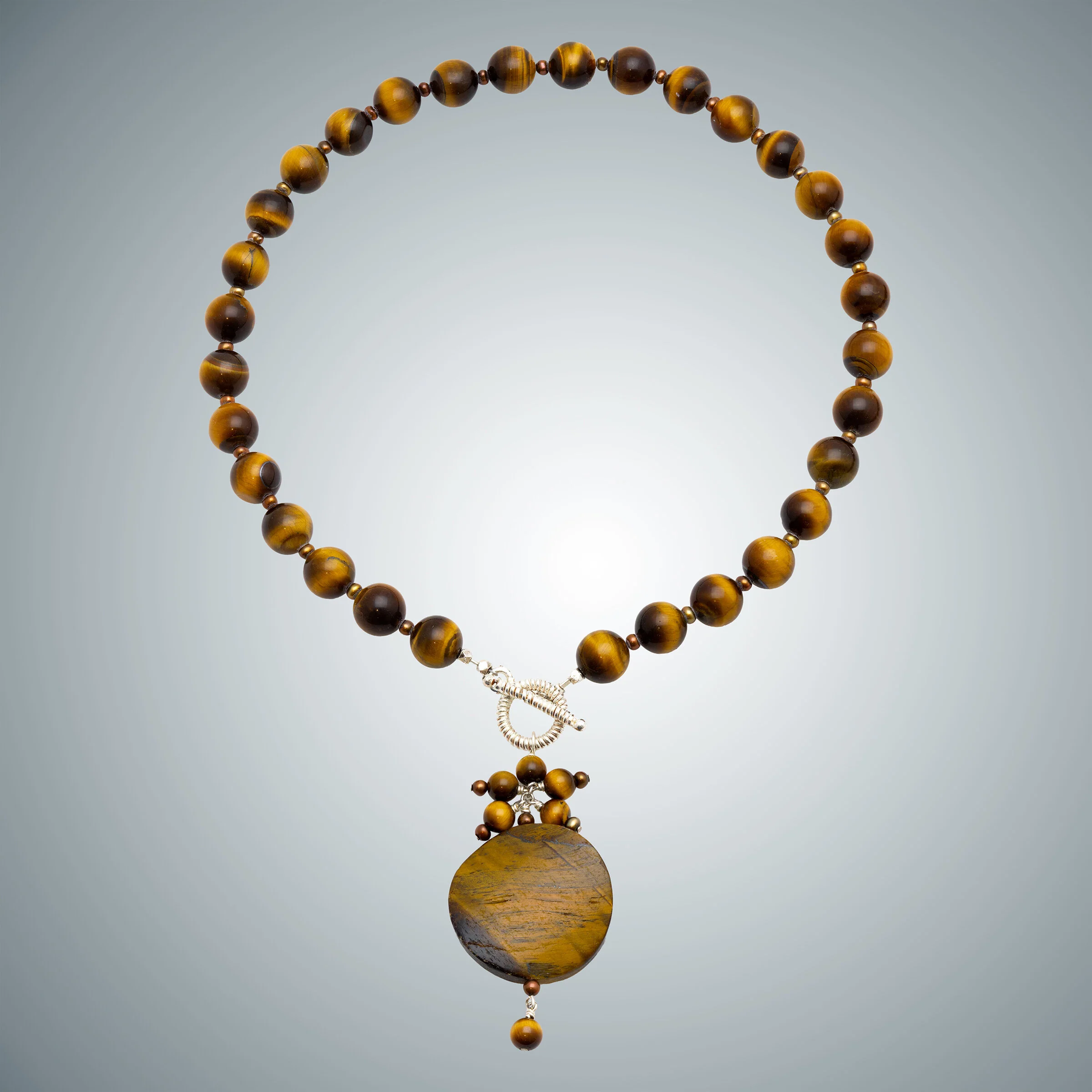 Tiger Eye, Pearls & Silver Necklace - Silver & Stone Necklace