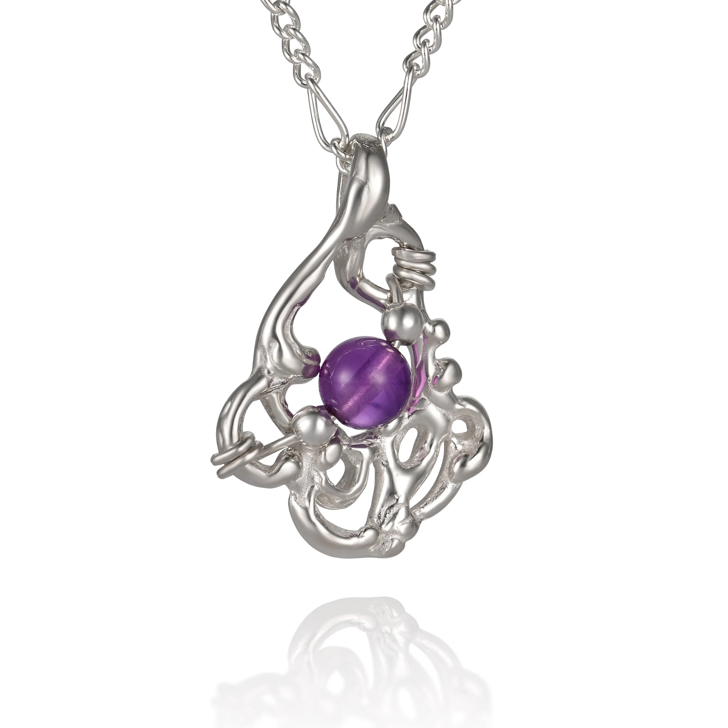 Tiny Gemstone Pendant - Amethyst Bead