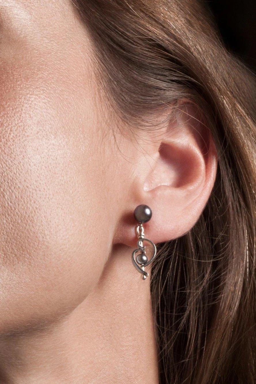 Transition Dangle Post Earrings - White Pearl - Image 2