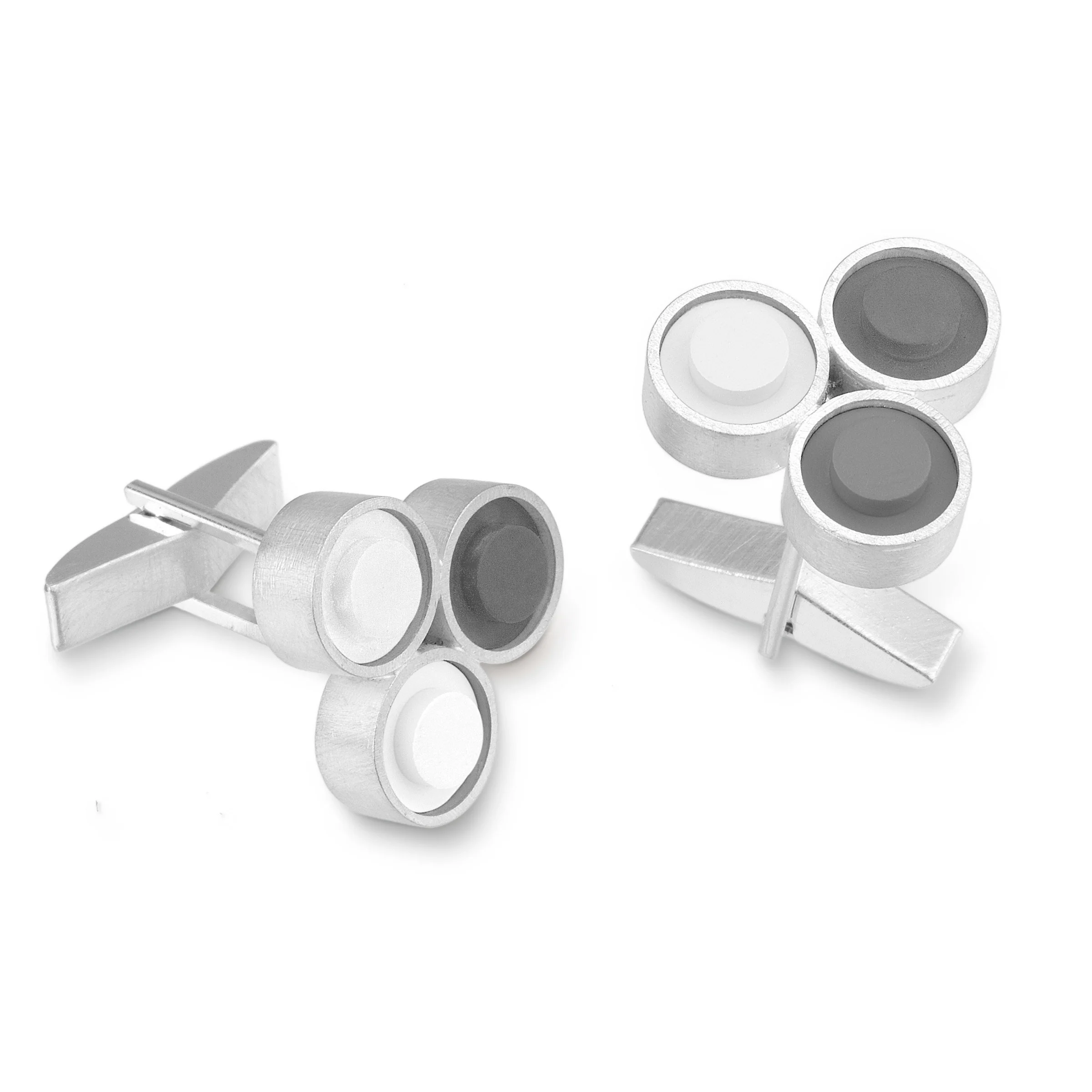 Trio Cuff Links - Marshmallow and Fog Gray