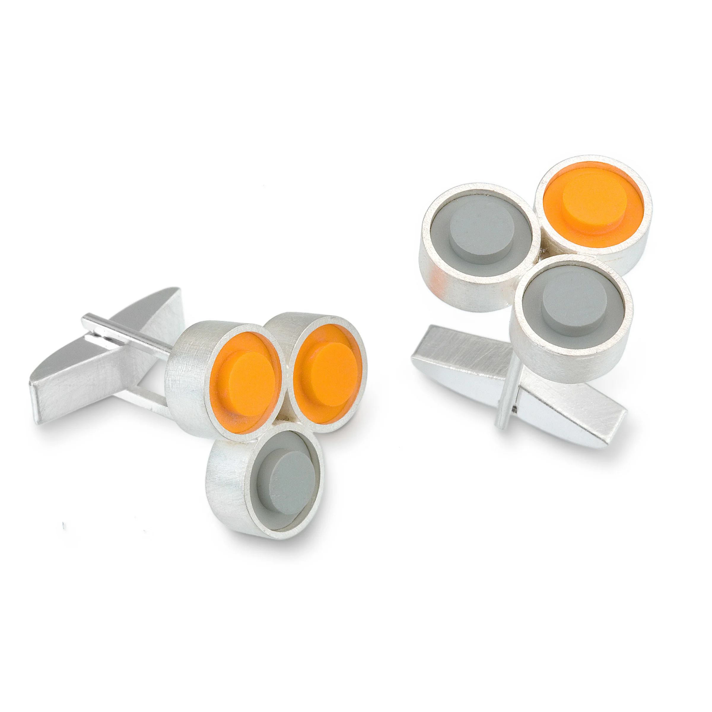 Trio Cuff Links - Pumpkin and Fog Gray