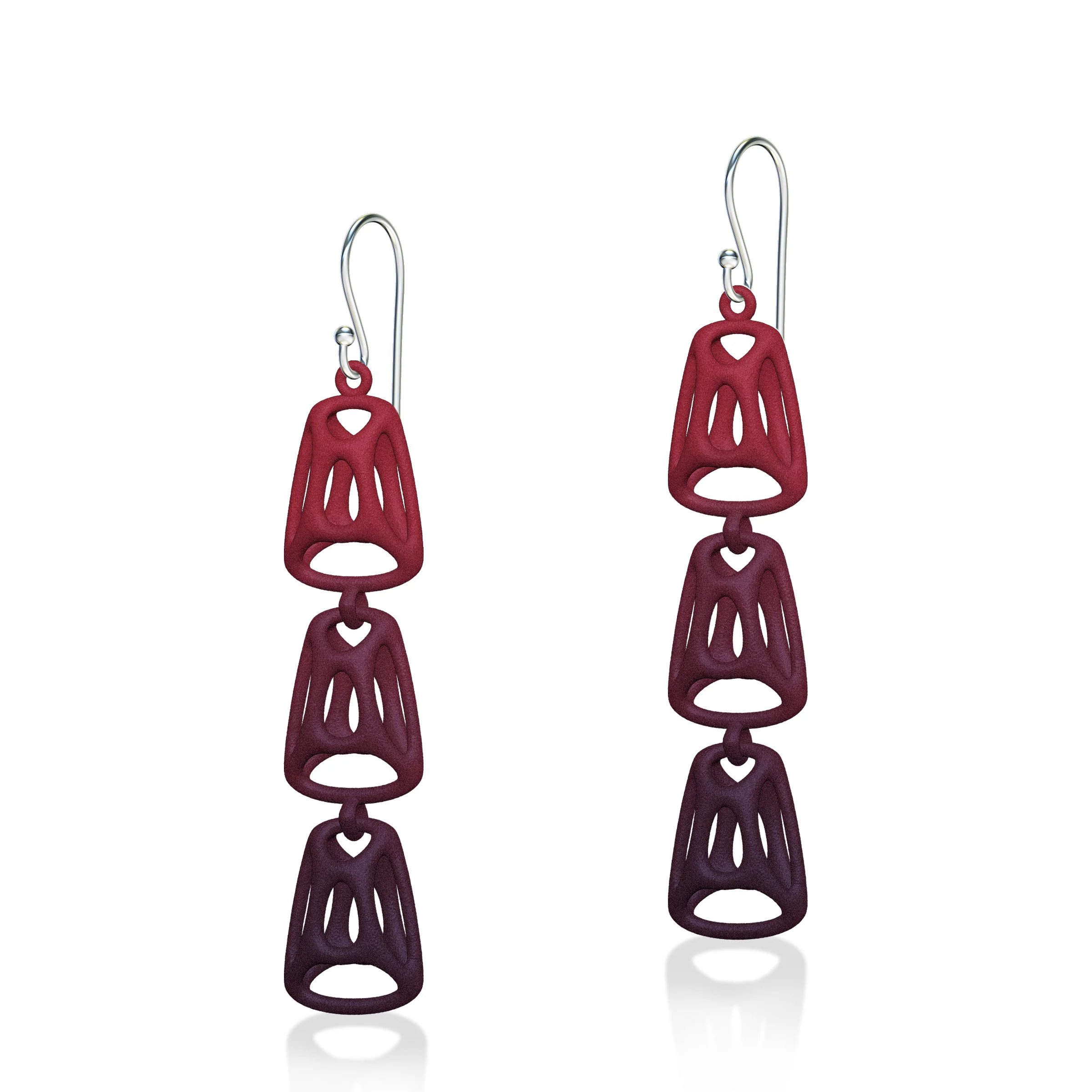 Triple Cellular Earrings - Red Gradient