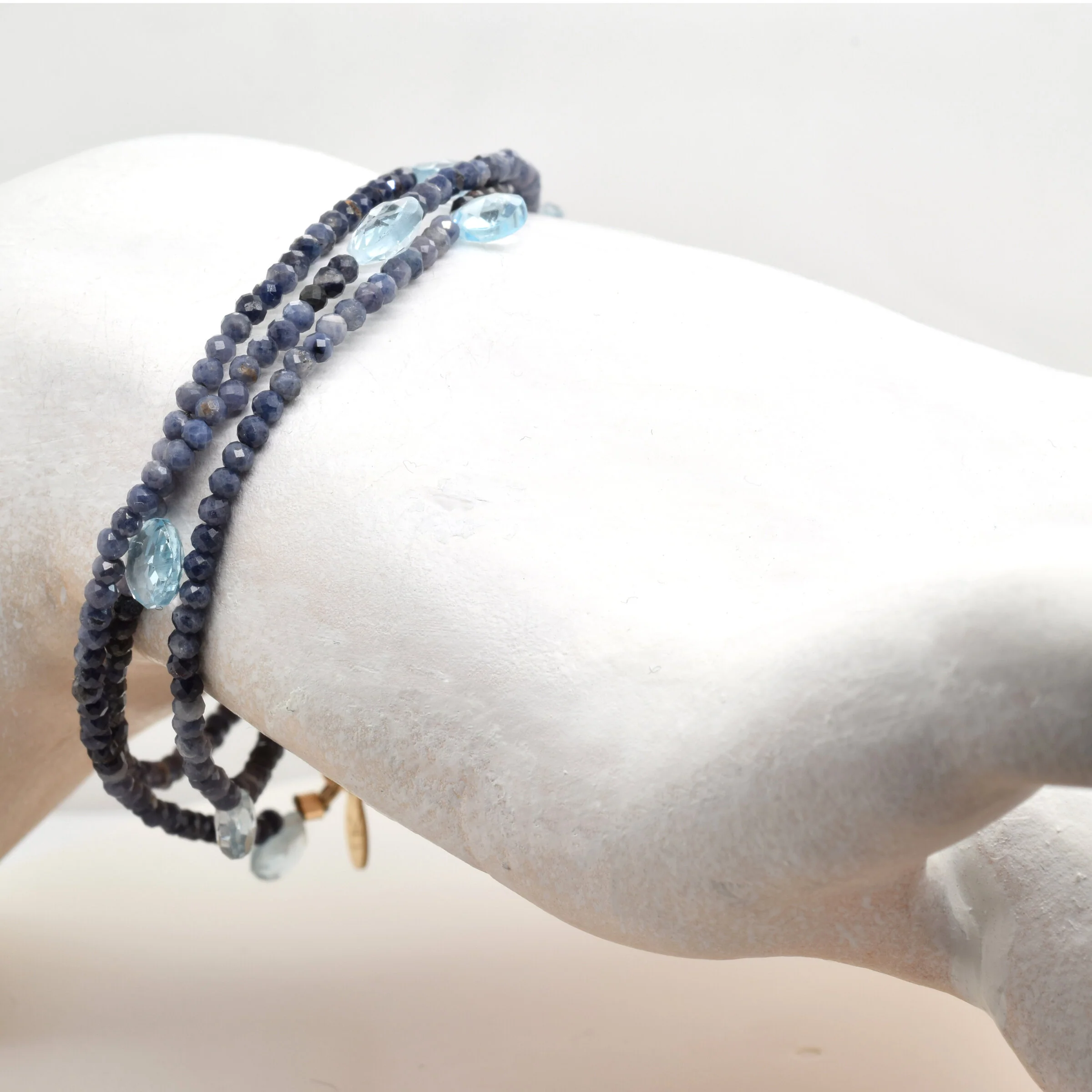 Triple Wrap Convertible Bracelet in Blue Sapphire & Topaz - Blue Sapphire & Topaz - Image 2