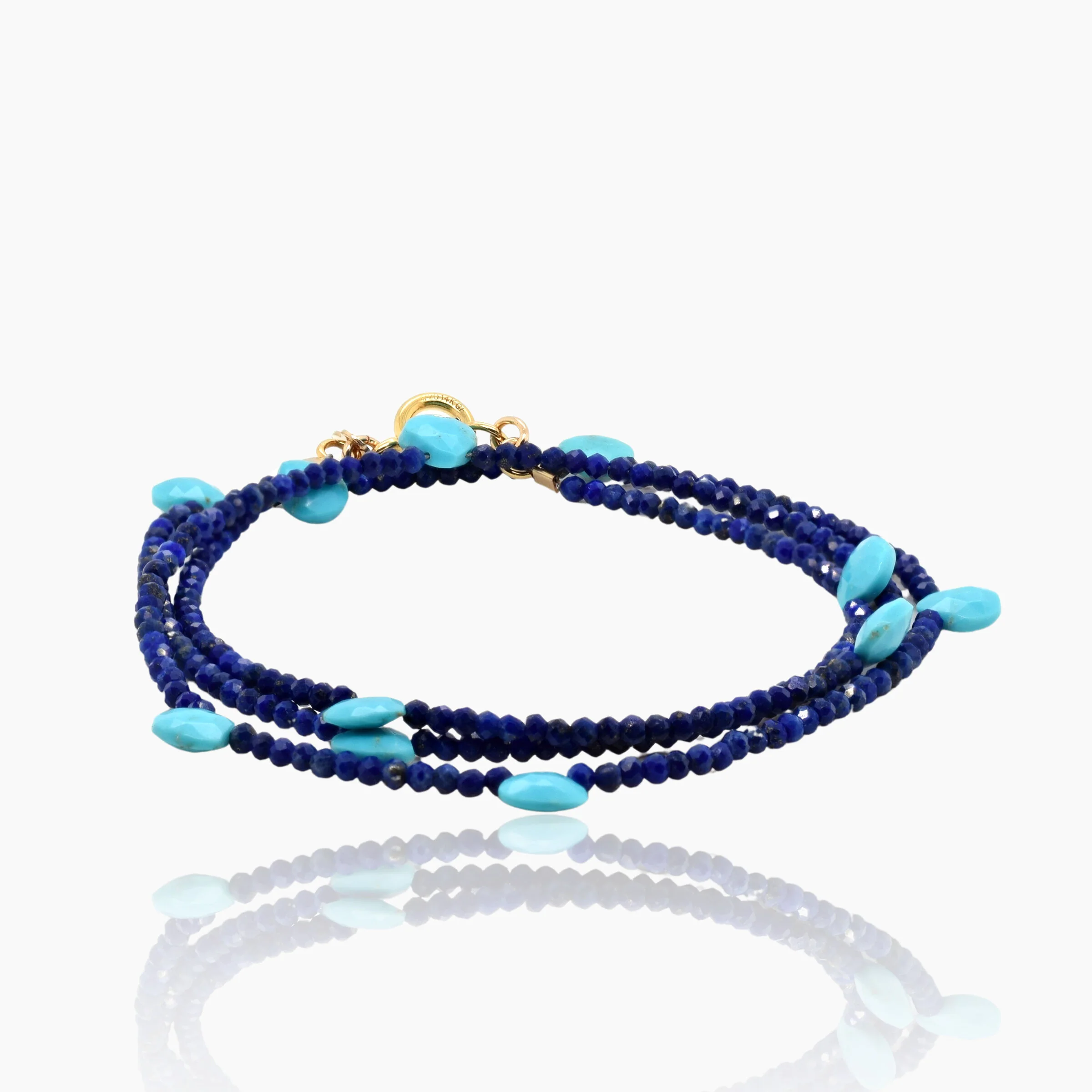 Triple Wrap Convertible Bracelet in Lapis & Turquoise - Image 2