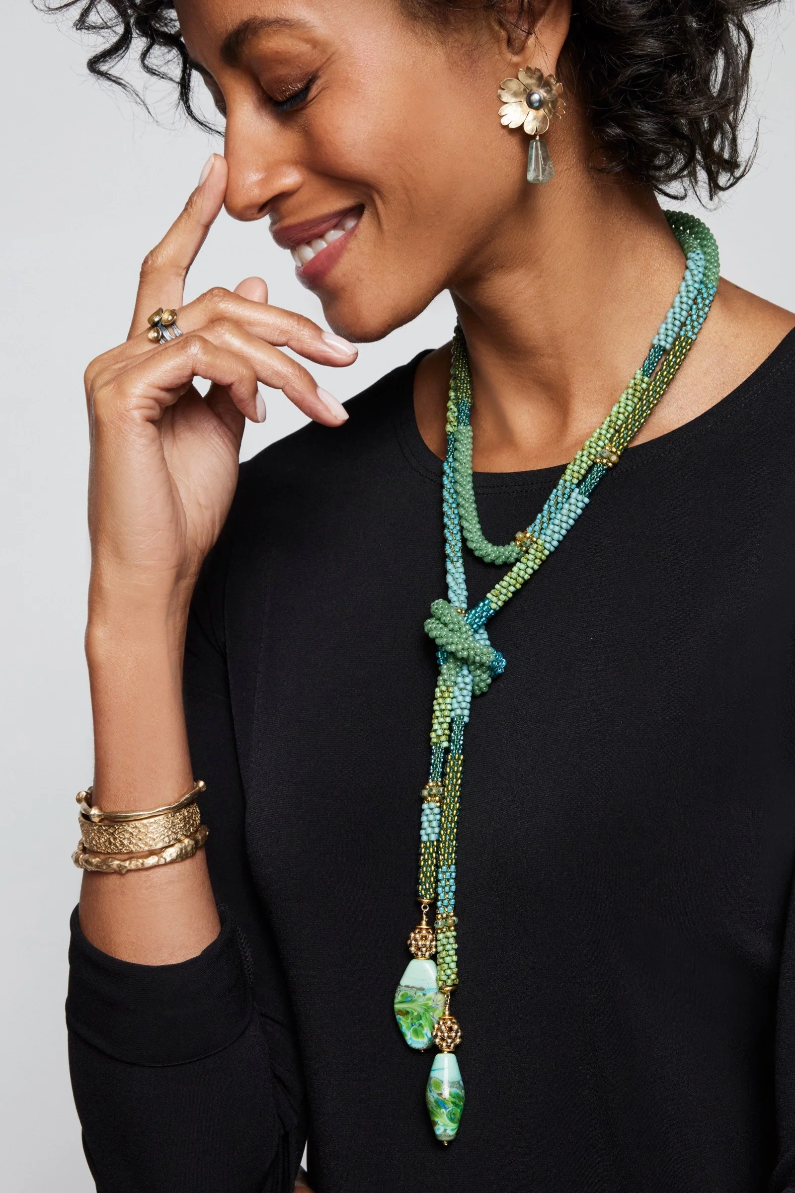 Turquoise Bead Crochet Lariat - Image 2