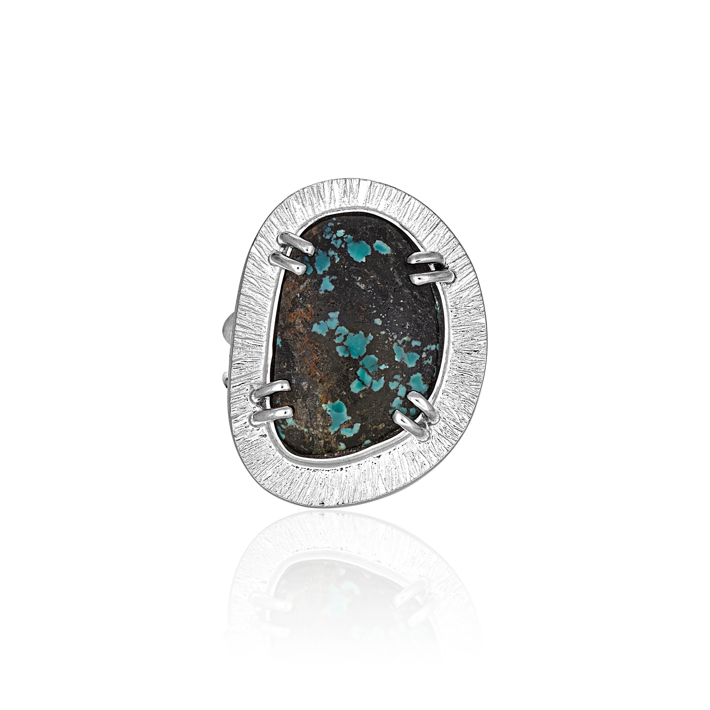 Turquoise Textured Frame Ring - Image 3