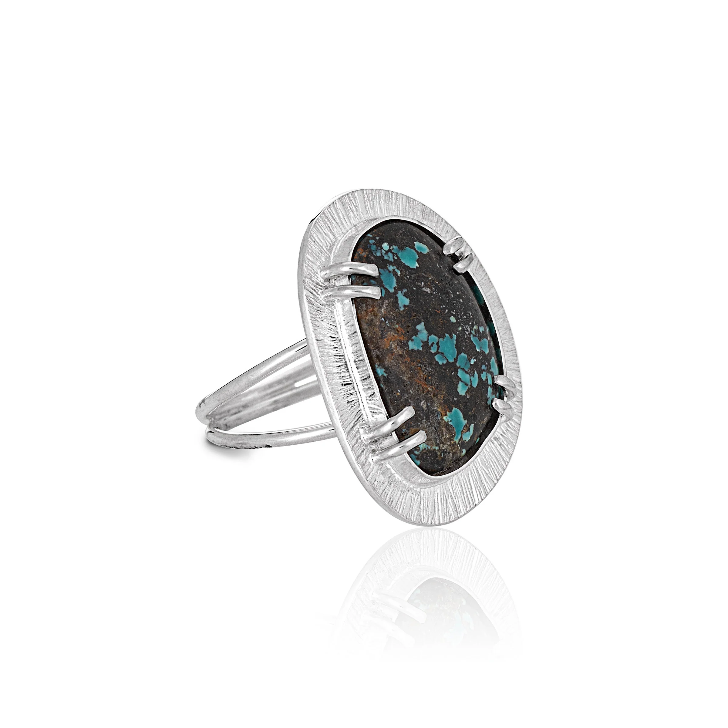 Turquoise Textured Frame Ring - Image 4